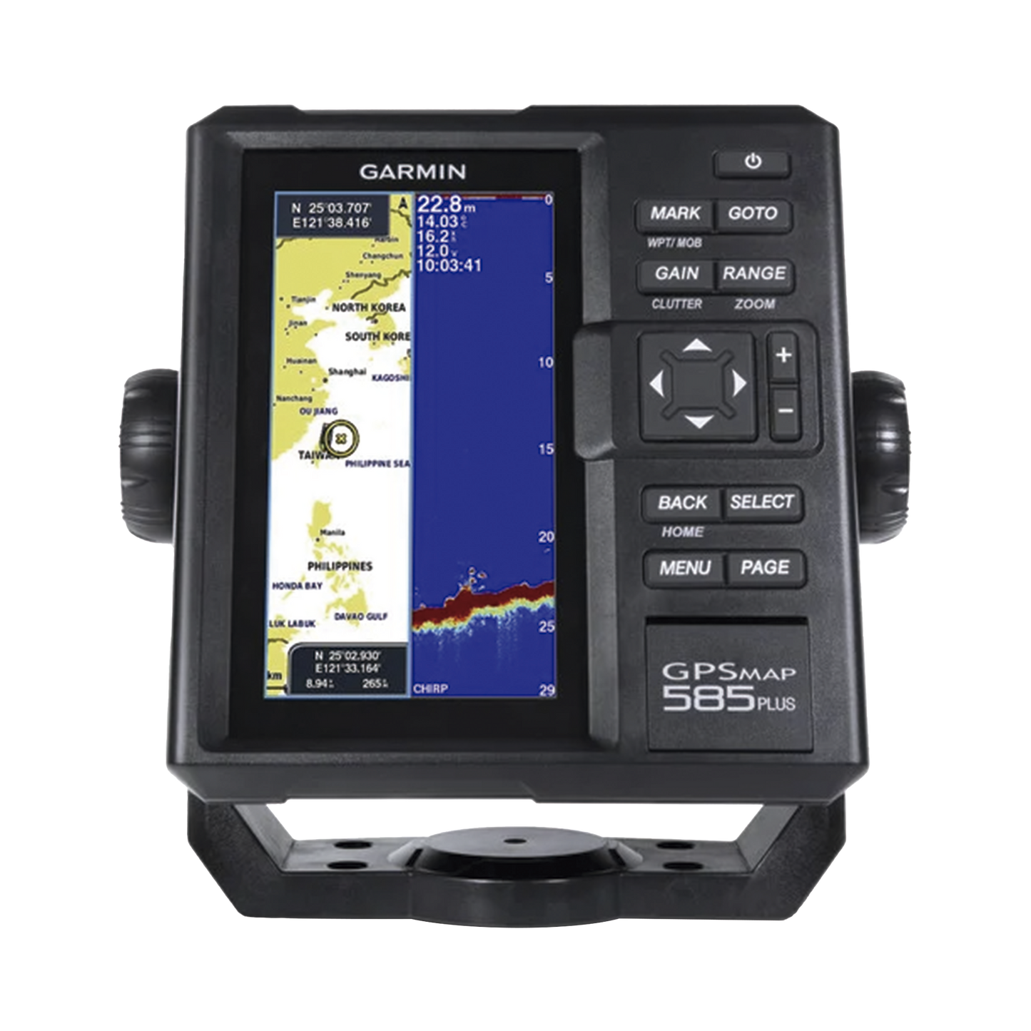 Ecosonda de pesca semi comercial con salida de 600 W, trabaja en frecuencia 50/77/200 kHz