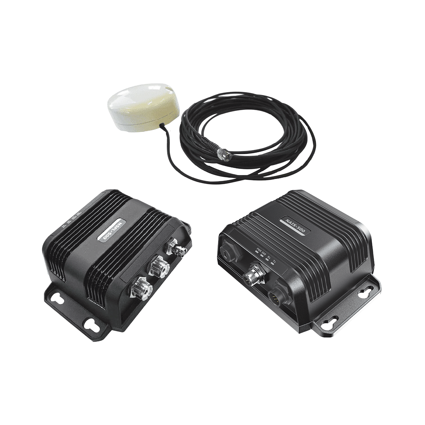 Transmisor y receptor NAIS-500 clase B con antena GPS-500 y splitter NSPL-500