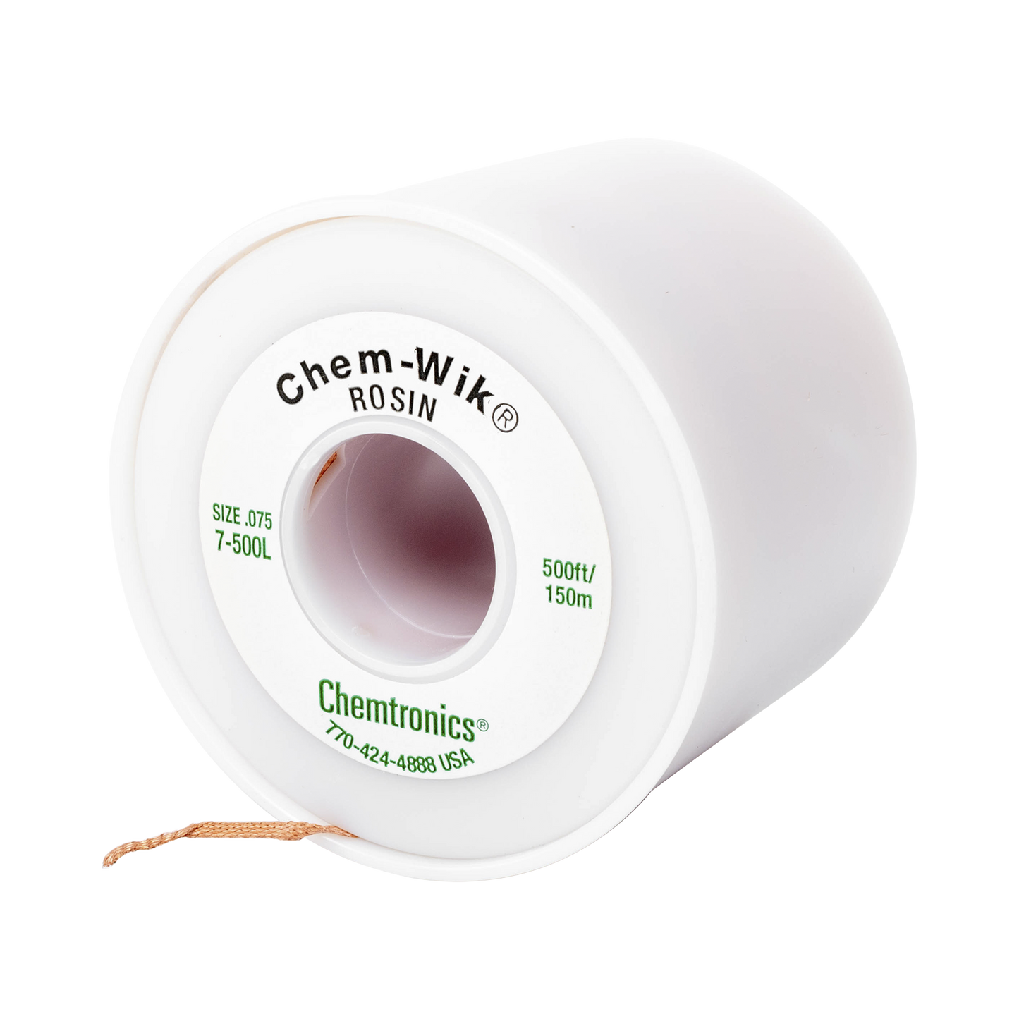 Rollo de desoldar de 150 m, trenza de 0.075" de ancho y alta absorción.