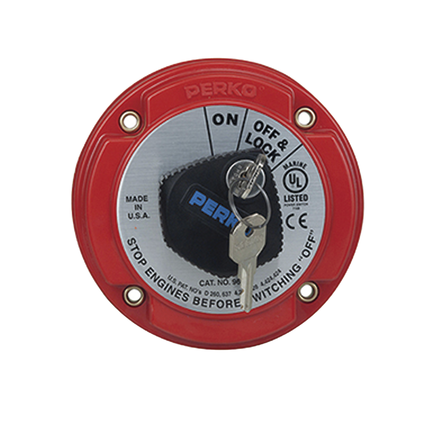 Switch Selector de Batería On / Off de Servicio Mediano, con Bloqueo por Llave para Sistemas Eléctricos Marinos