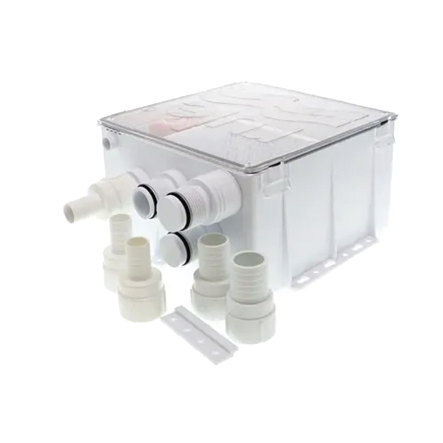 Sistema de desagüe para duchas con bomba de achique de 800 galones por hora a 12 Volts de corriente directa e interruptor de flotación