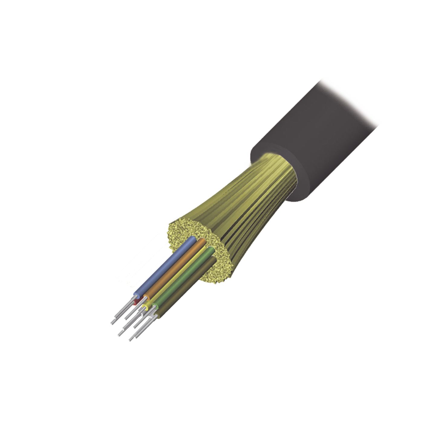 Cable de Fibra Óptica de 6 hilos, Interior/Exterior, Tight Buffer, No Conductiva (Dieléctrica), LS0H, Multimodo OM4 50/125 optimizada, 1 Metro