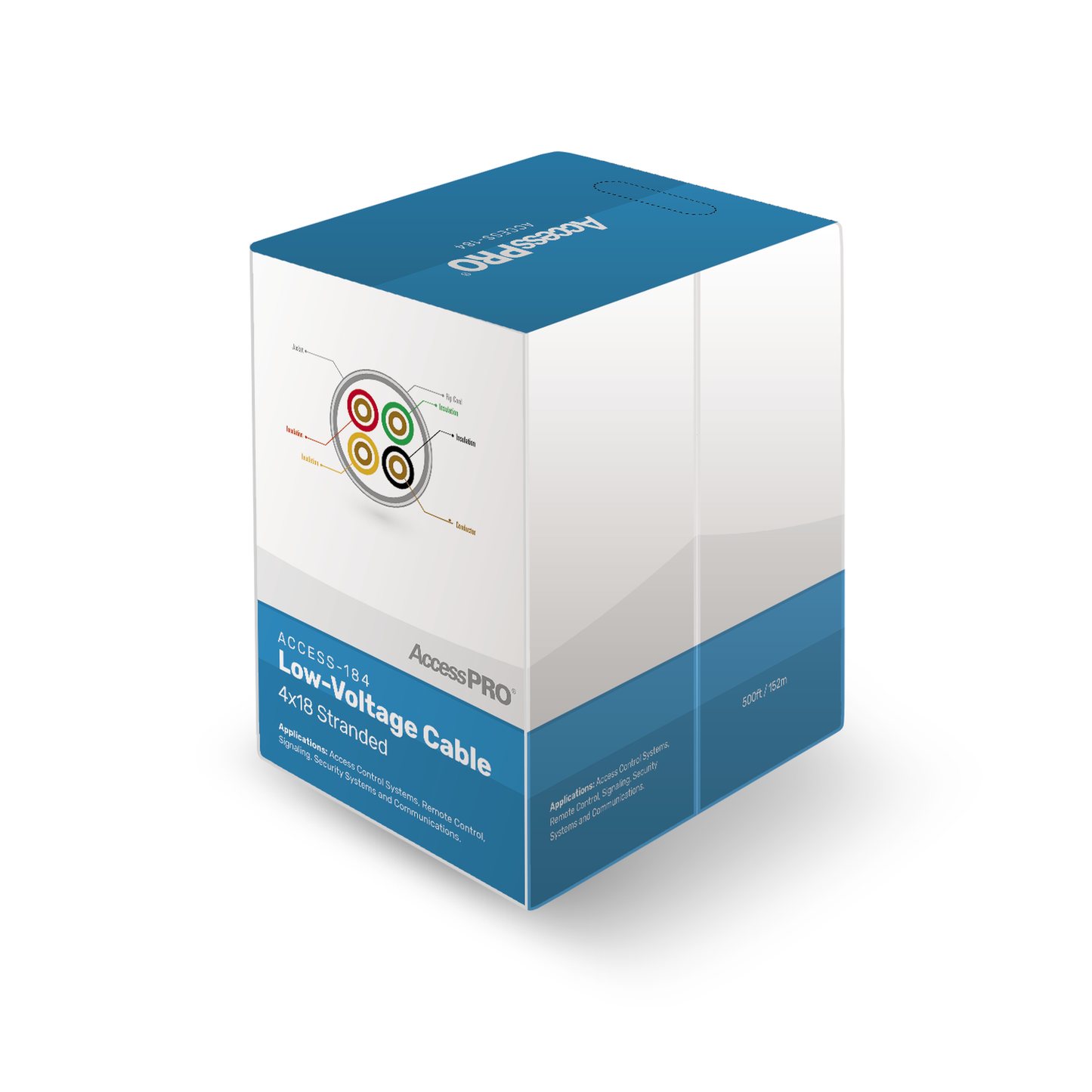 Bobina de 152 metros, 4 x 18 AWG, FRPVC, CM, para aplicaciones en control de acceso