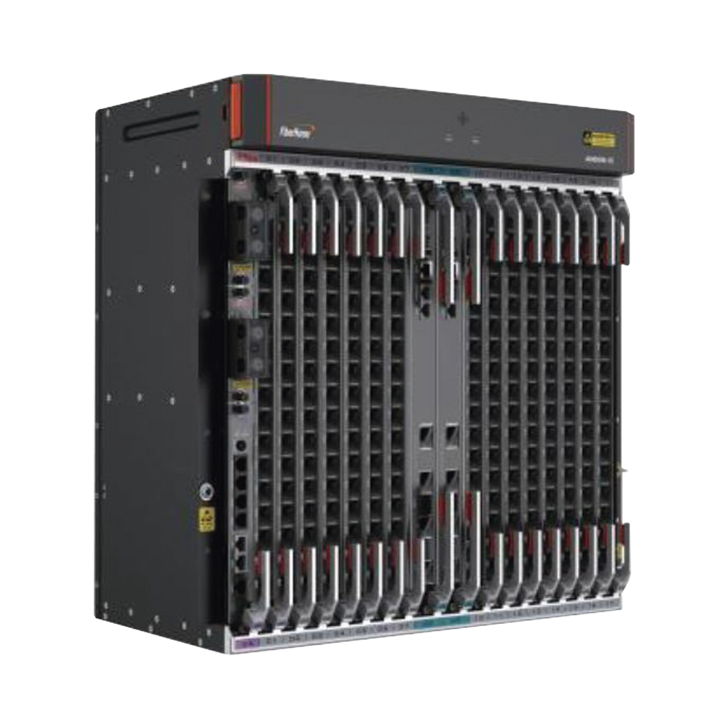 OLT Carrier Class Modular GPON, 14 Ranuras de Servicio, Doble fuente -48Vcc, 11 UR, Gestión por UNM2000, CLI