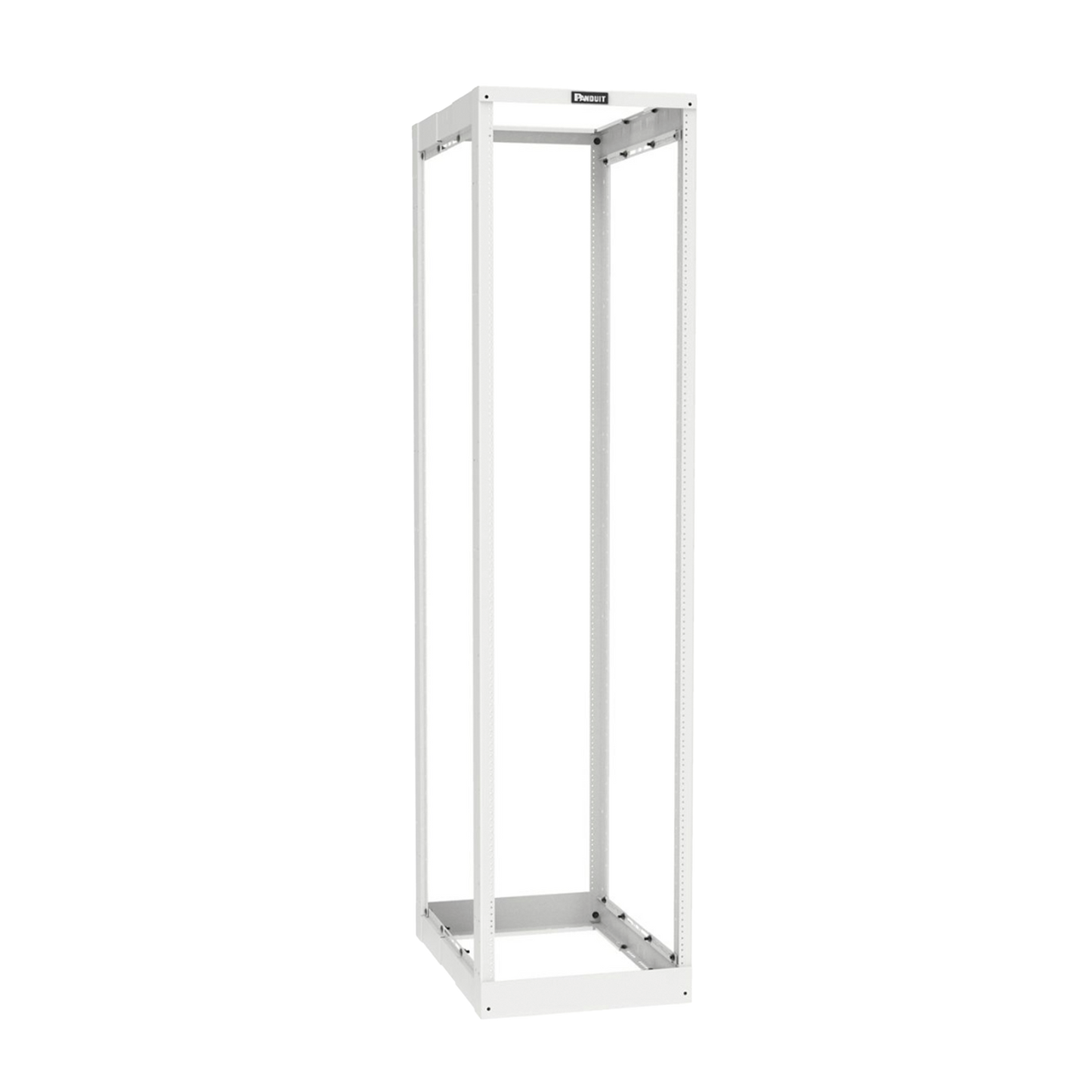 Rack de Cuatro Postes Estándar de 19", Rieles Roscados #12-24, Profundidad Ajustable de 23 a 42 in, 45 Unidades de Rack, Color Blanco