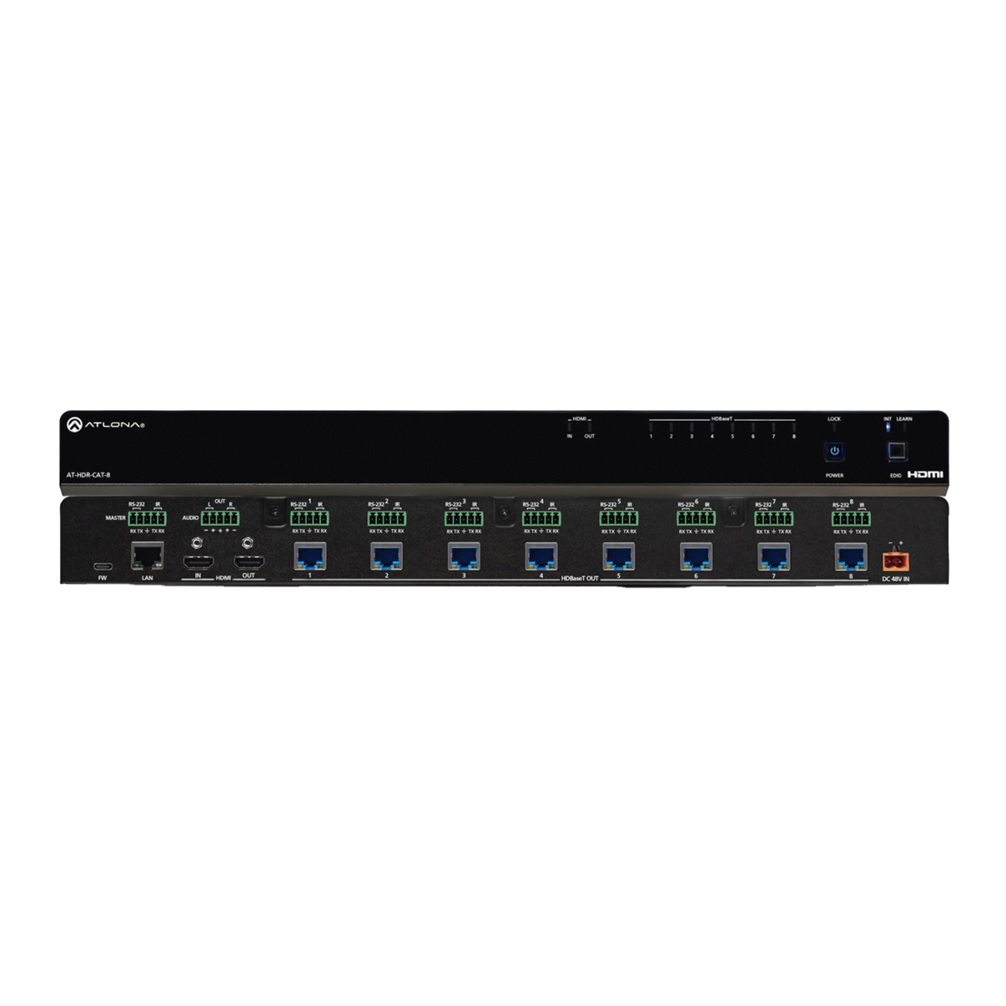 Amplificador de distribución HDBaseT 4K HDR de ocho salidas