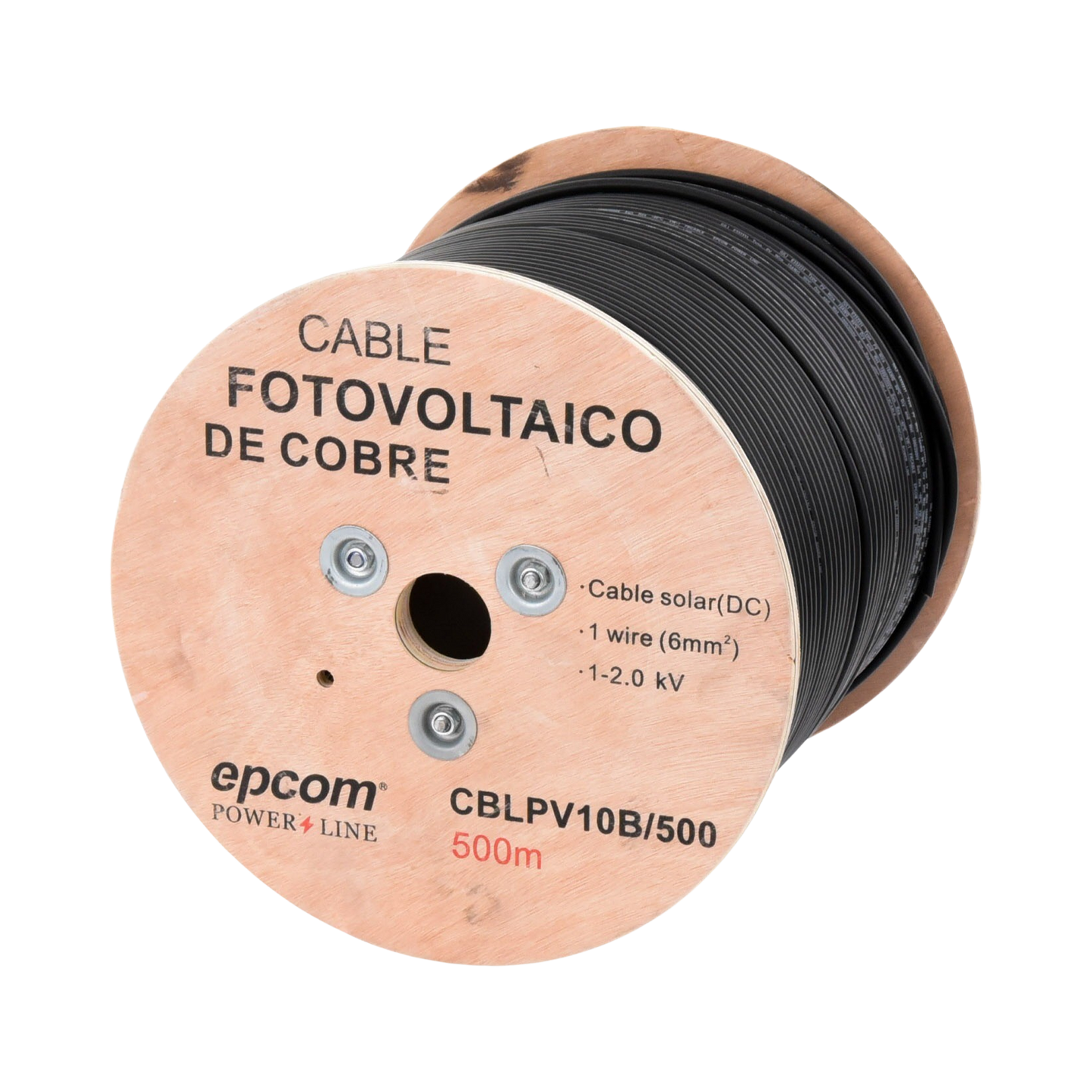 Carrete de 500 Metros / Cable Fotovoltaico Negro / 6mm² (10AWG) / Material COBRE / 2000 Vcc