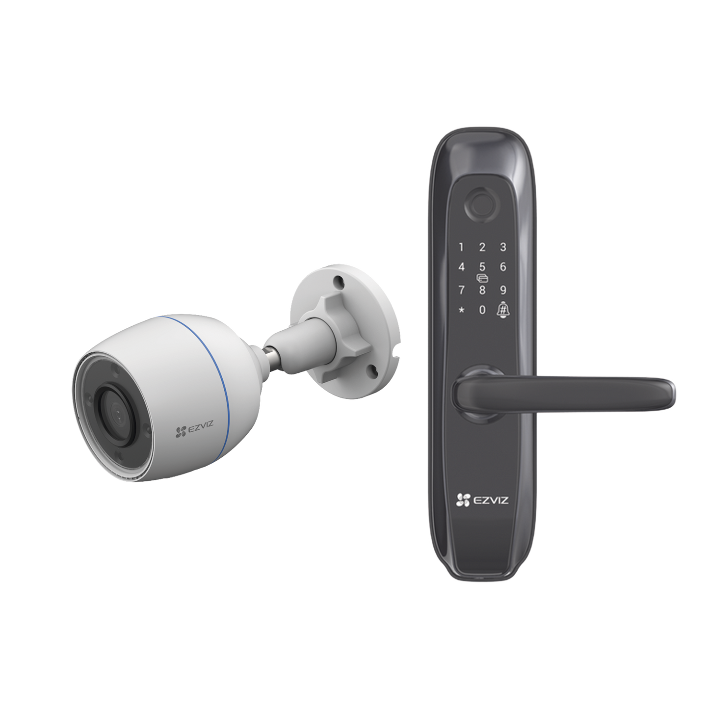 Kit de Cerradura Inteligente con Cámara IP Wi-Fi modelo CS-H3C / Apertura Remota desde la App / Códigos Temporales Para Visitantes / Lectura de Huella / Lectura de Tag / Contraseña / Botón para Timbrar / Alarma Anti-intrusion