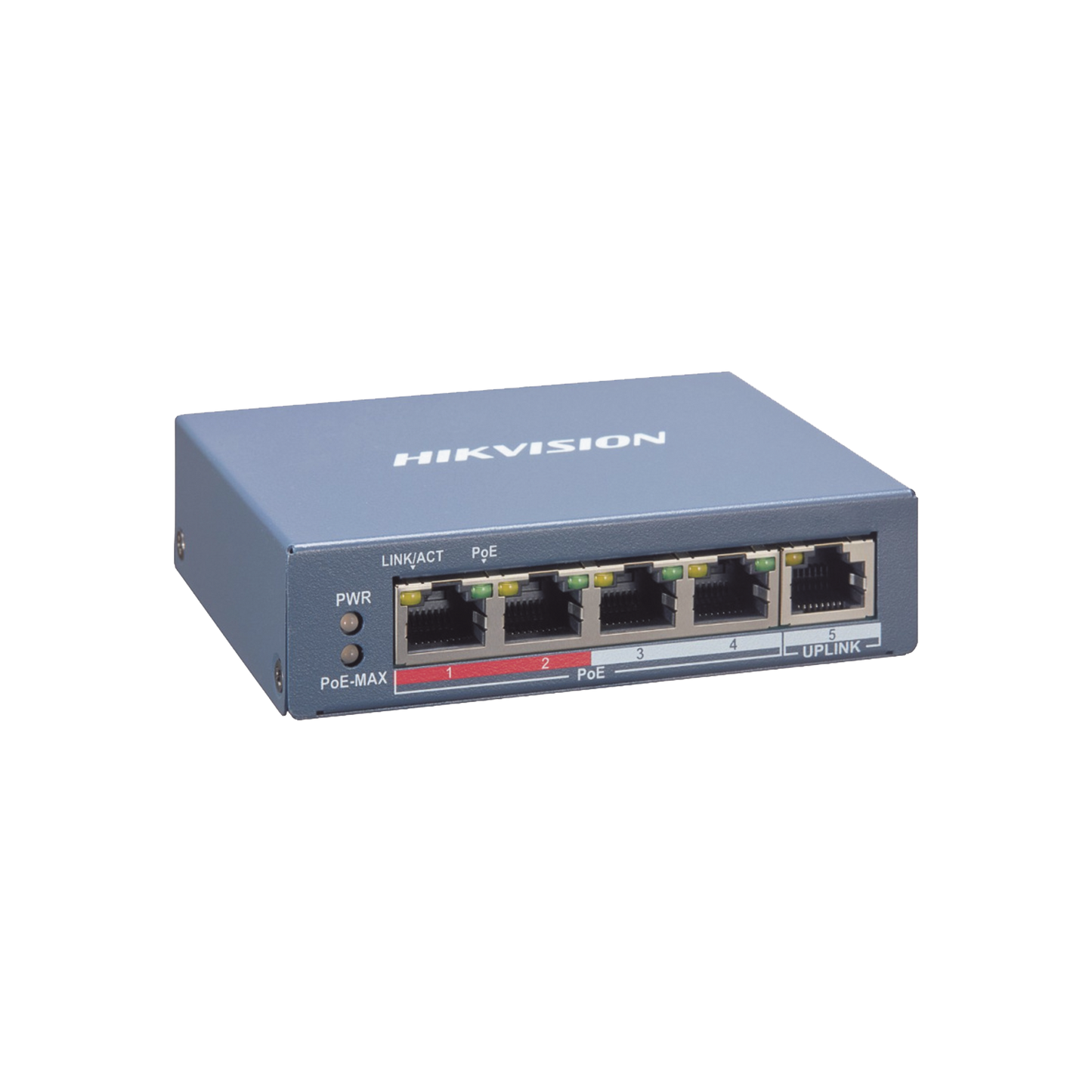 Switch Gigabit PoE+ / Monitoreable / 4 Puertos 10/100 Mbps PoE+ / 1 Puerto 10/100 Mbps Uplink / Modo Estendido hasta 300 Metros / 45 W