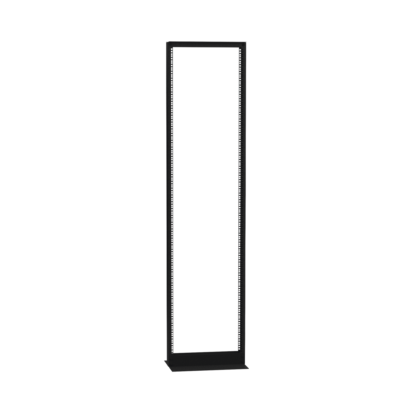 Rack de 2 Postes (Doble Perforación), Estándar 19", 45 Unidades, Fabricado en Acero, Base "L" para Anclar a Piso.