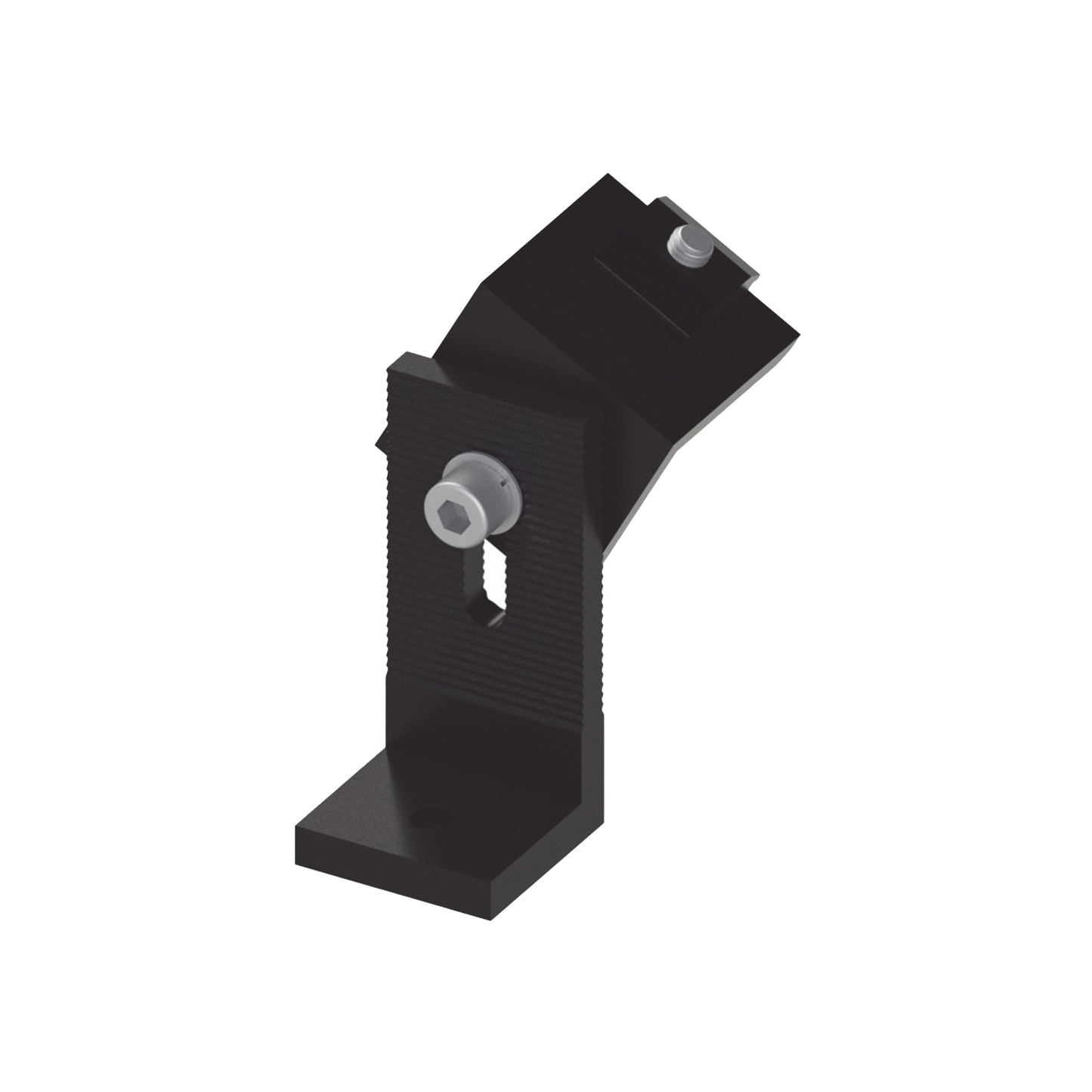 Soporte L para fijación de riel 5 Y 8 en techo de concreto anodizado negro