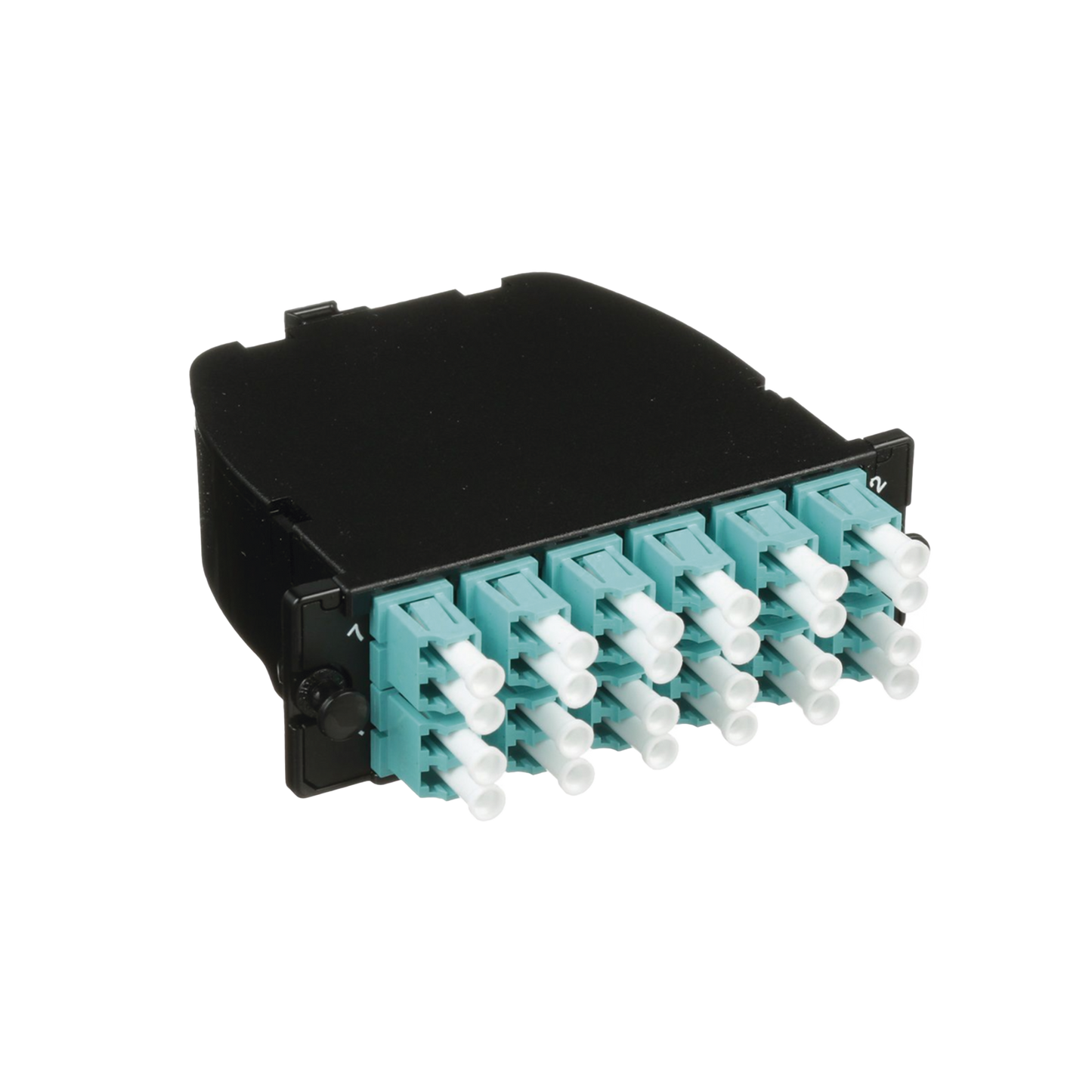 Casete OptiCom® de Fibra Óptica Multimodo OM3, Con 2 Conectores MPO a 12 LC Duplex, Polaridad Método A, Pérdida de Inserción Estándar