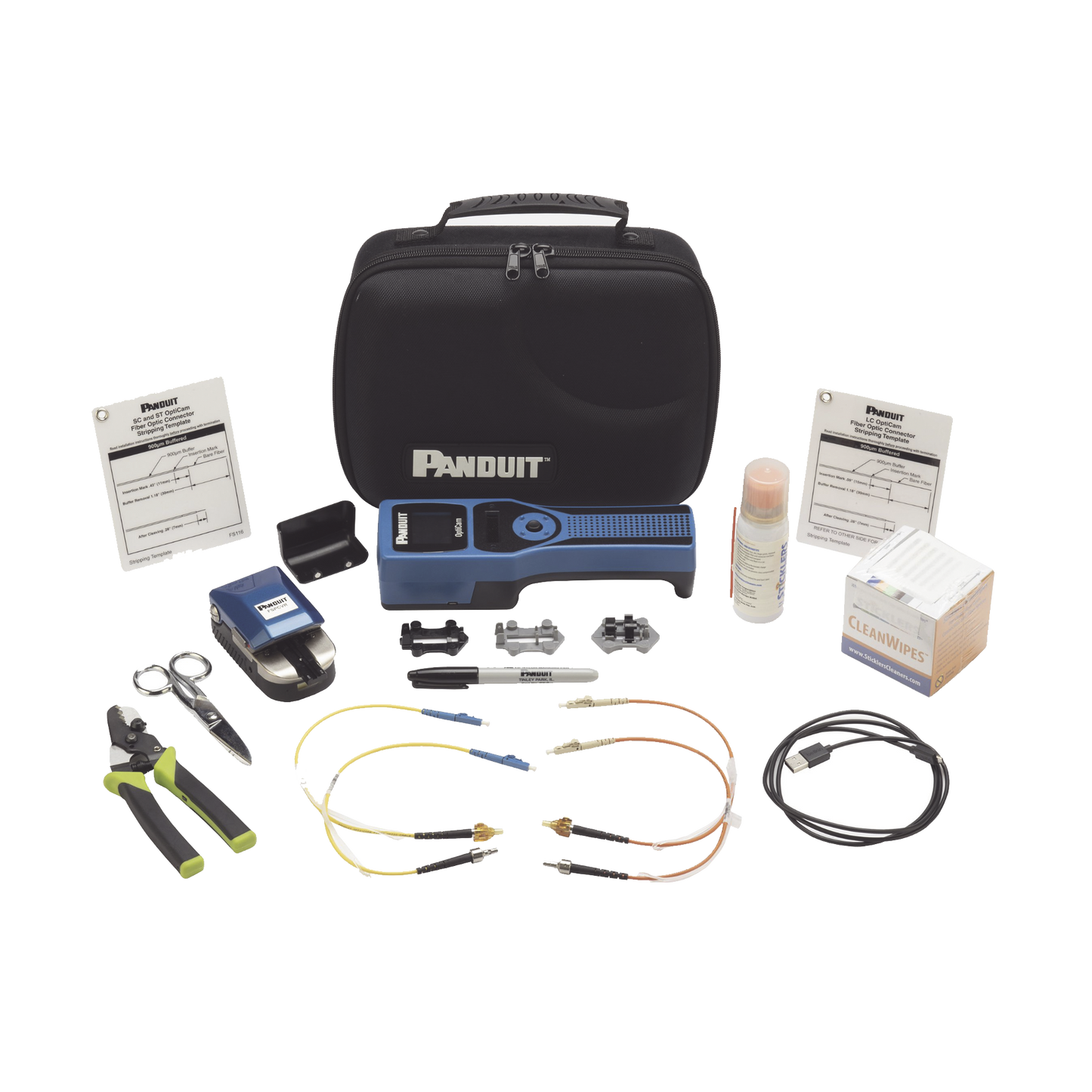 Kit Completo de Herramienta OCTT Opticam 2 de Panduit, para Terminación de Conectores Pre-Pulidos LC, SC o ST, Incluye Desforradora y Cleaver