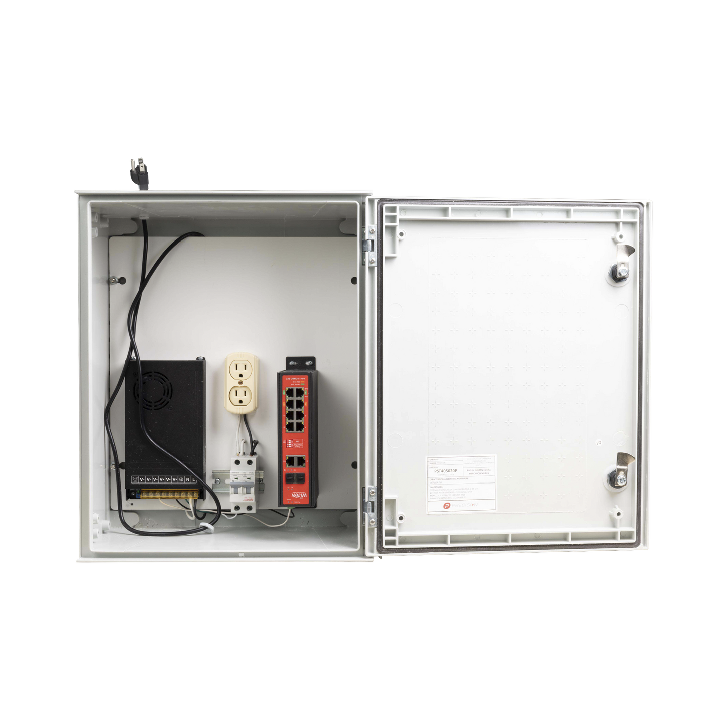 Switch PoE Industrial para exterior / 8 puertos Gigabit con 8 puertos PoE 802.3at / Protección térmica 2P, 16A, Corriente Alterna 400 Vca