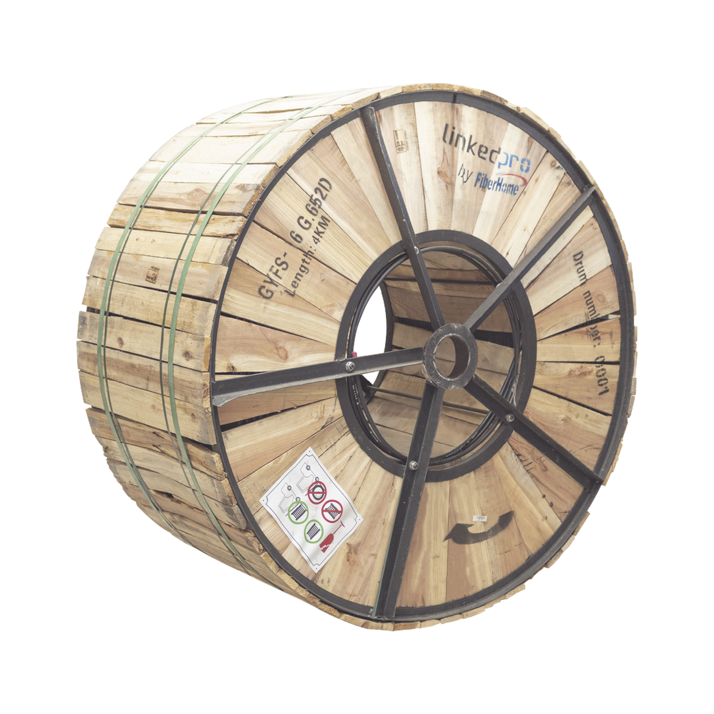 Carrete de 4 km de Fibra Óptica para Exterior G.652D, Armada, Monomodo de 6 Hilos, Loose Tube, Color Negro, (Para Instalación en Ducto/Subterráneo)