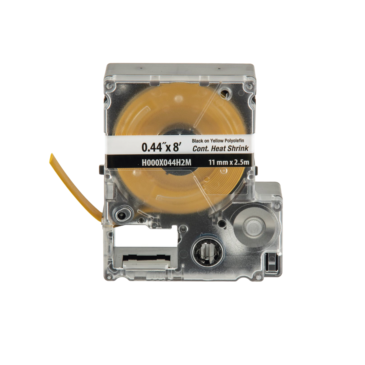 Casete de Etiquetas Continuas Termorretráctil 11.2 mm. de ancho x 2.4 m. de Largo. Poliolefina Amarilla