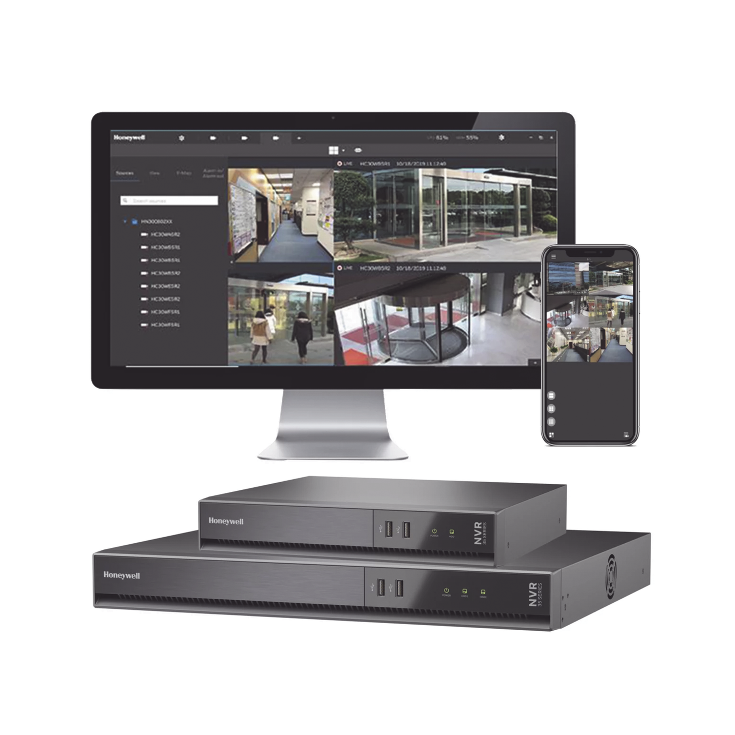 NVR 8 MP 4K / 16 Canales IP / 16 Puertos PoE+ / H.265 / 16 TB (Incluidos) / NDAA / ONVIF / Audio y Alarmas I/O / Soporta IA / Serie 35 / Honeywell Security