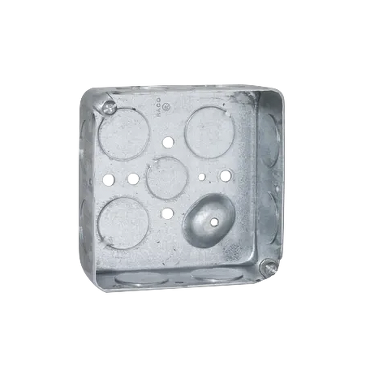 Caja Cuadrada 4 x 4"/Profundidad 1- 1/2"/ 11 Entradas de 3/4" y 1 de 1/2".