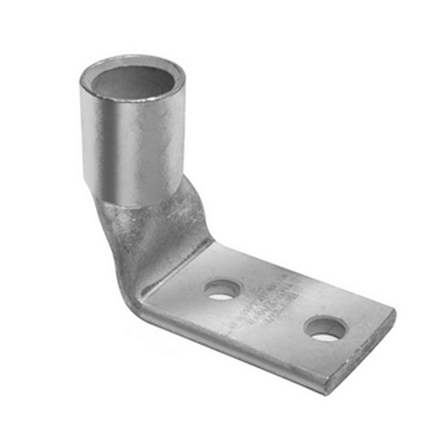 Terminal de Compresión de Barril Corto a 90° con Doble Ojillo para Tornillo #10 y Cable 4 AWG / Espaciado de 5/8"