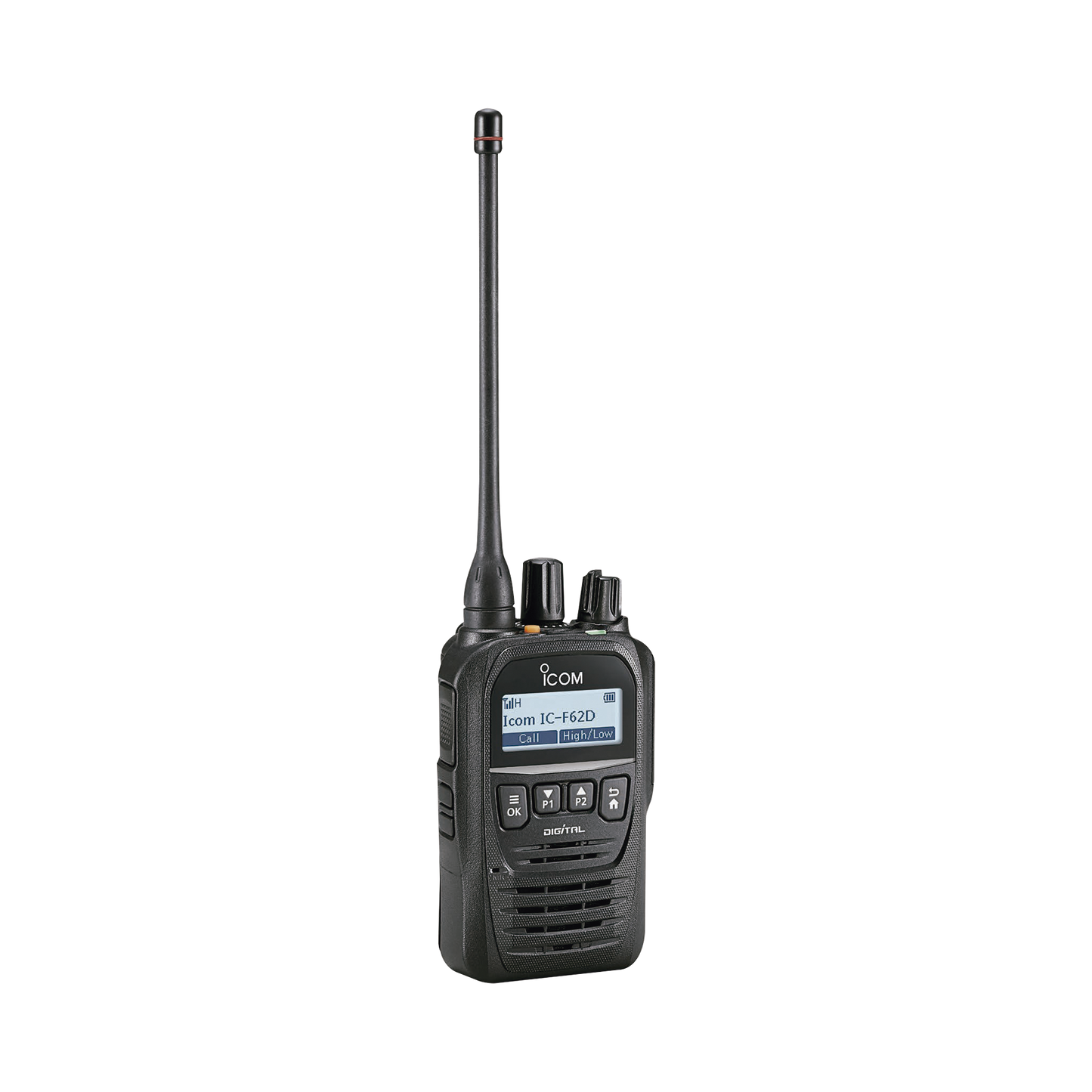 Radio digital NXDN con pantalla, en banda de UHF, rango de frecuencia 400-470MHz, con 512 canales, sumergible IP67, bluethooth, grabador de voz. Batería, cargador, antena y clip incluidos.