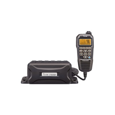 Radio Móvil Marino, 25W, Tx:156.025-157.425MHz, Rx:156.050-163.275MHz, compatible con el sistema Marine Comander, canales CAN,USA,INT, cuenta con opción de GPS incluye microfono.