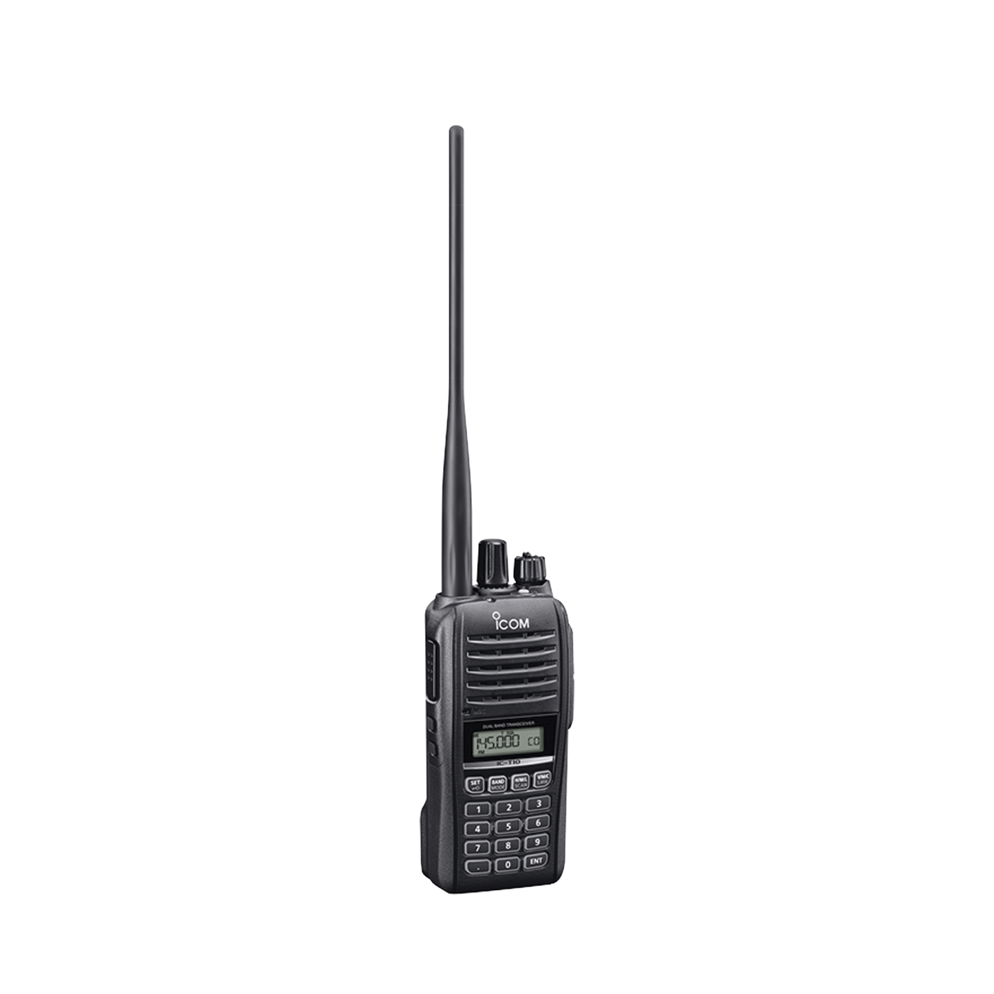 Radio portátil doble banda VHF/UHF, con 5 W de potencia de RF en ambas bandas.