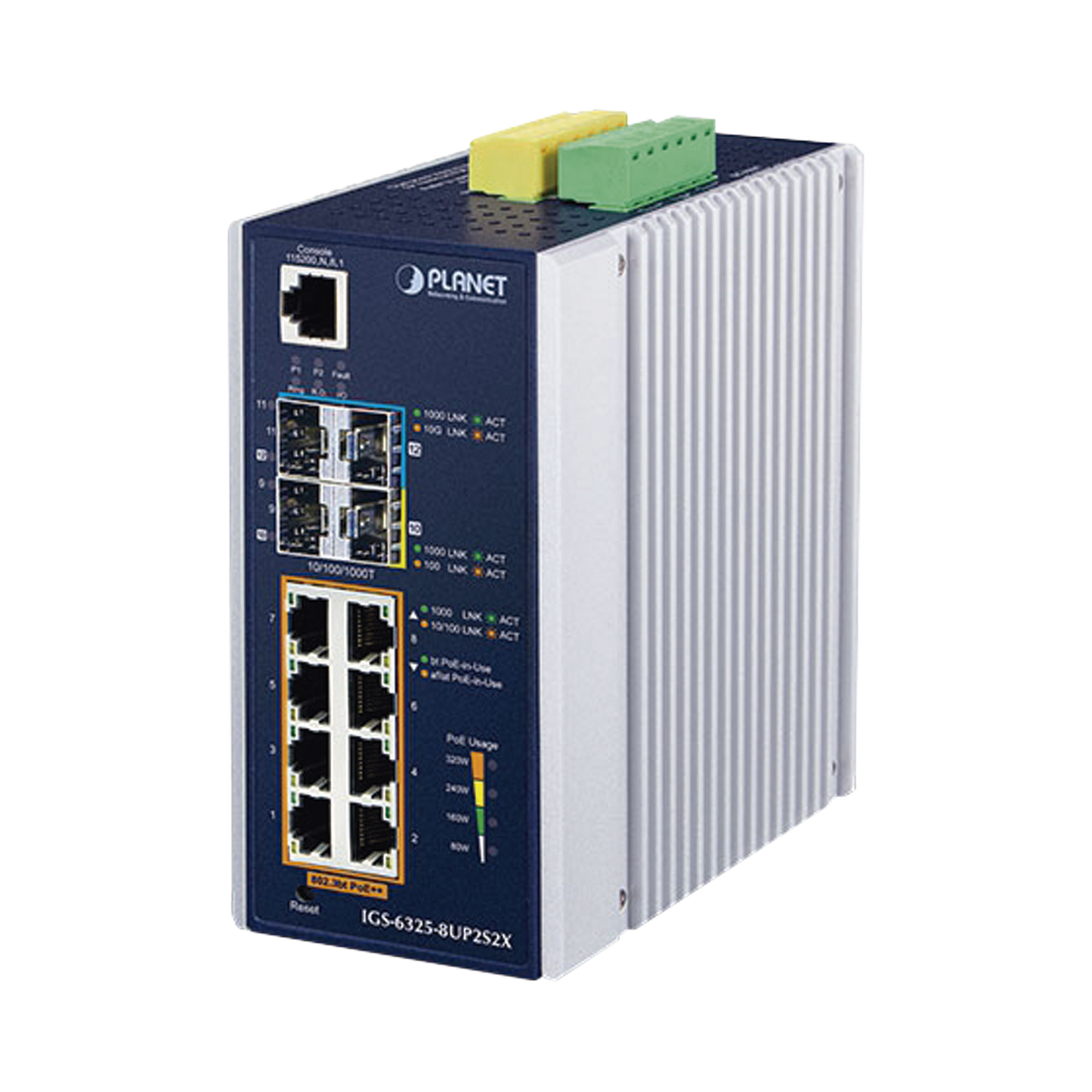 Switch Industrial Administrable Capa 3 con 8 Puertos Gigabit PoE 802.3bt, 2 Puertos SFP de 1 G/2.5 G, 2 Puertos SFP 10 G