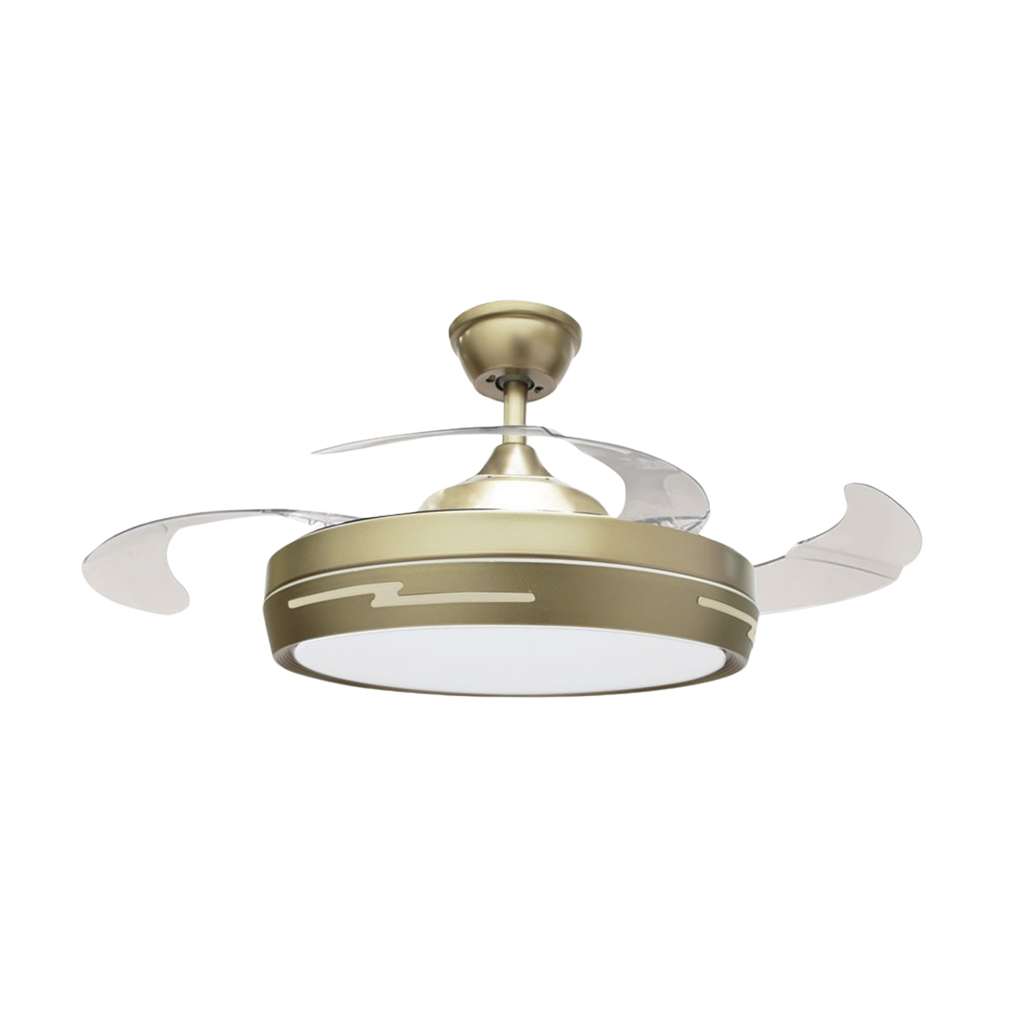 Ventilador de Techo con Luminario LED de 110 V CA 50/60 Hz / 88 W /4500 Lm / 6500 - 4 000 - 2 700 K /3 Tonos de Luz / 1075 mm / 6 Velocidades /No Dimeable.