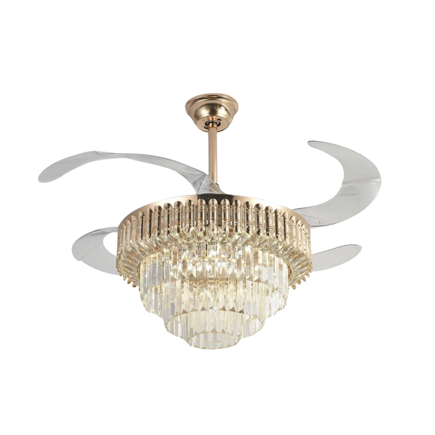 Ventilador de Techo con Luminario LED de 110 V CA 50/60 Hz / 88 W /4500 Lm / 6500 - 4 000 - 2 700 K /3 Tonos de Luz / 1075 mm / 6 Velocidades /No Dimeable.