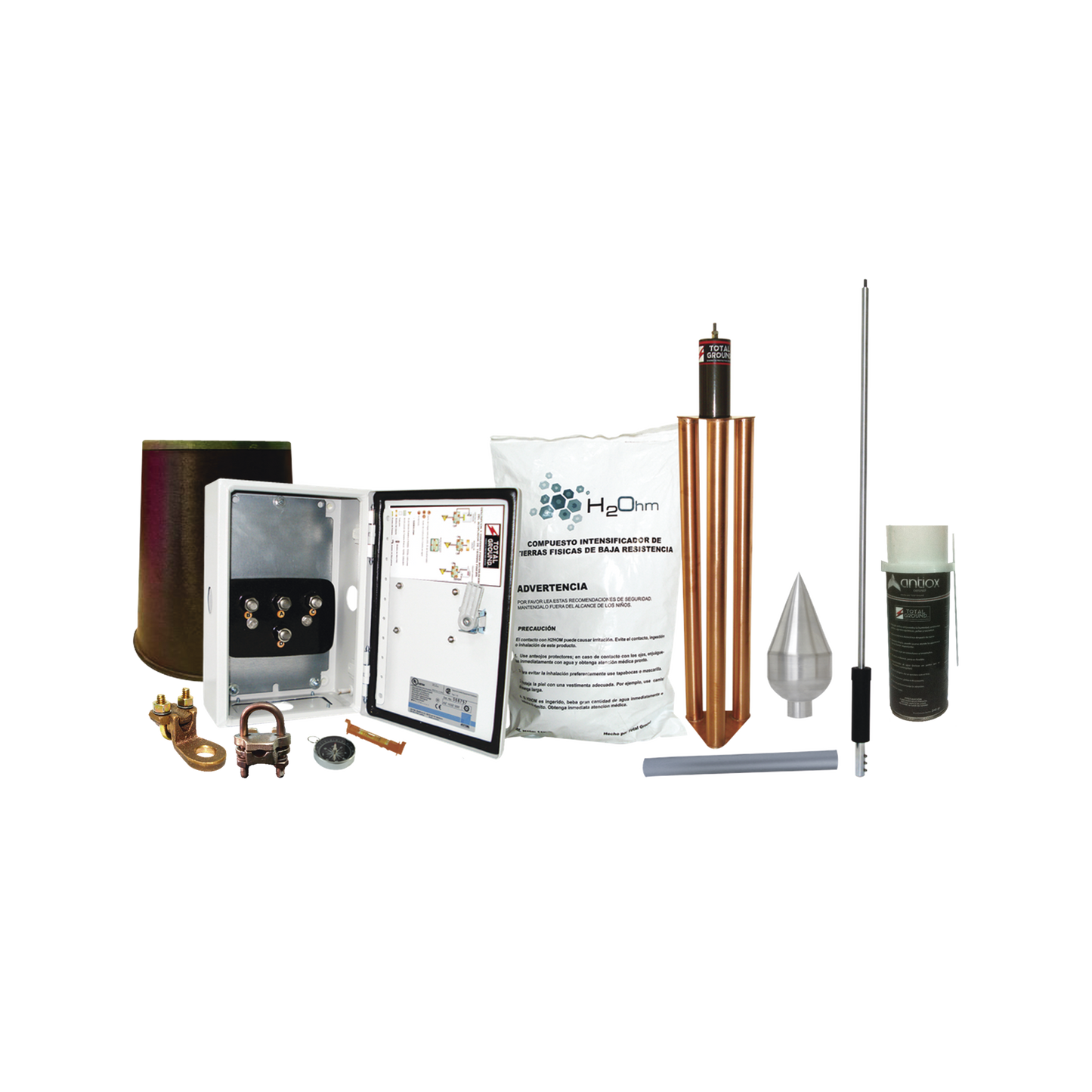 Kit Pararrayo con Punta en Acero Inoxidable con Accesorios de Instalación en Torre para Protección de 160 m de Diámetro.