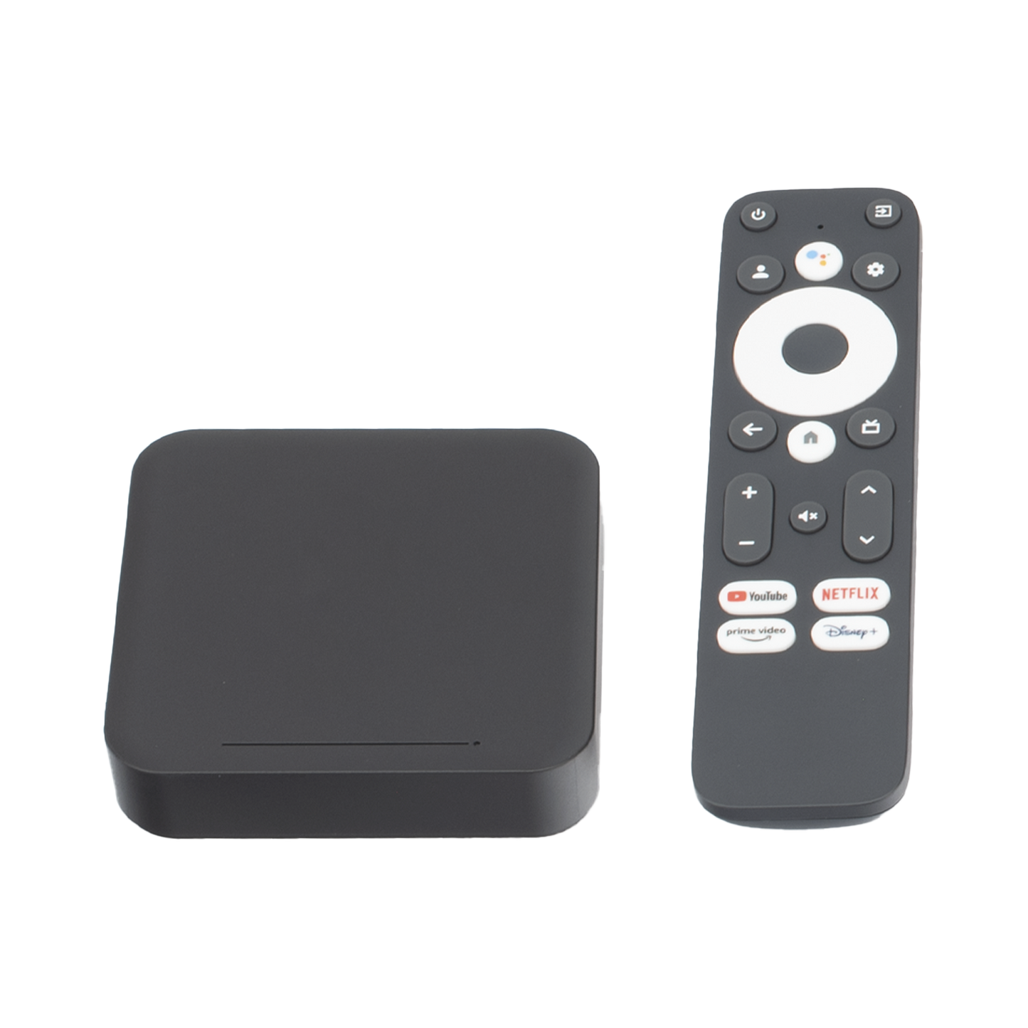 TV Box Android UHD, Compatible con Google TV , Conexión WiFi en 2.4 y 5 GHz, Puerto LAN RJ45, Puerto HDMI.