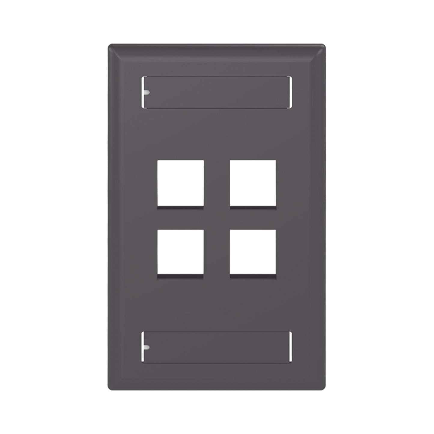 Placa de Pared Vertical, Salida Para 4 Puertos Keystone, Con Espacios Para Etiquetas, Color Negro