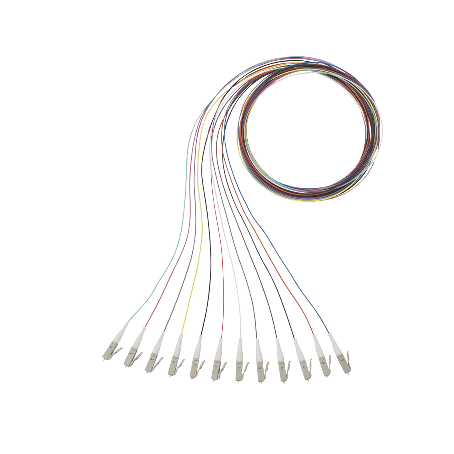 Kit de 12 Pigtails con Conector LC, Multimodo 50/125 OM3, 900um, de 1 Metro