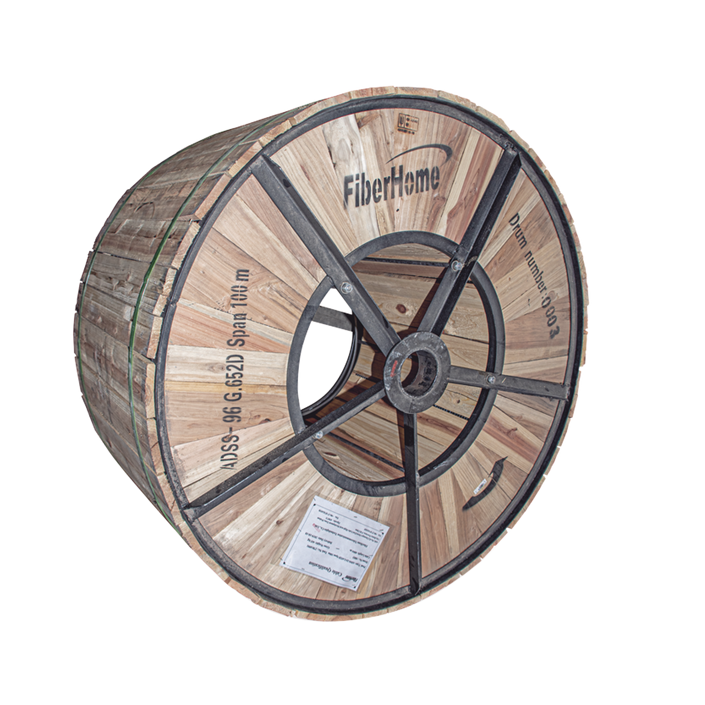 Carrete de 4 km de Fibra Óptica Aérea (ADSS) G.652D, Monomodo de 96 Hilos, Exterior, Span 100, Loose Tube