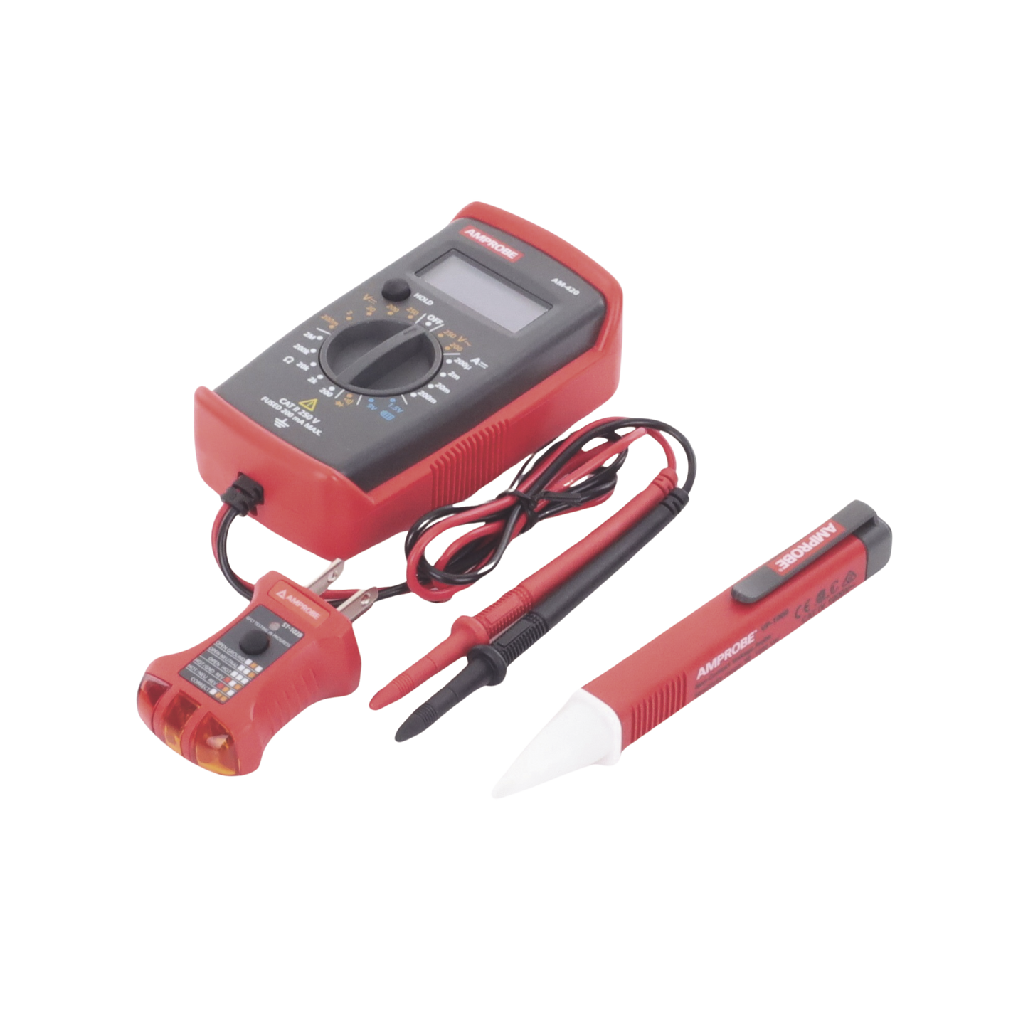 KIT Básico de Multímetro Digital, Detector de Tensión sin Contacto, y Comprobador de Fase GFCI