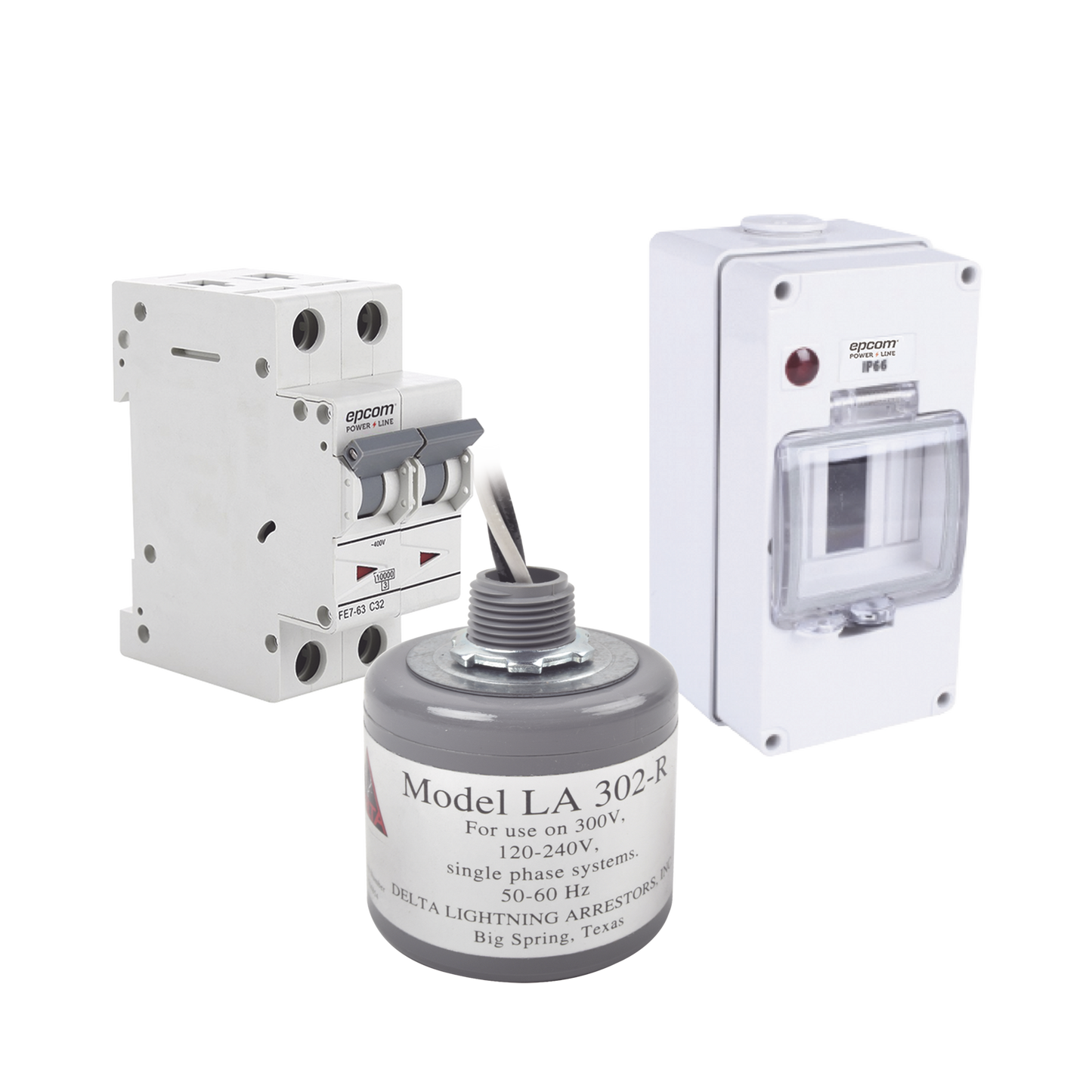 Kit de Centro de Carga Para Corriente Alterna, Breaker de hasta 400 Vca de 10 A con Supresor de Picos Transitorios.