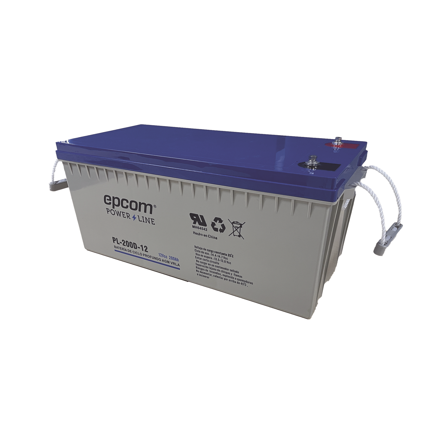 Batería 12V @ 200 Ah / AGM-VRLA Ciclado Profundo / Uso en Aplicaciones Fotovoltaicas y de Respaldo /Terminales Tipo Tornillo HEX M6