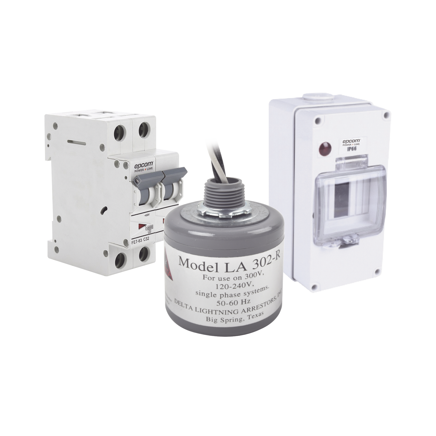 Kit de Centro de Carga Para Corriente Alterna, Breaker de hasta 400 Vca de 32 A con Supresor de Picos Transitorios.