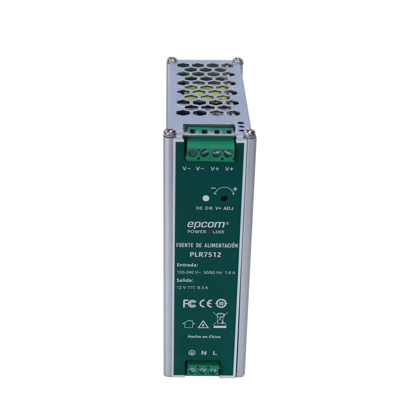 Fuente de alimentación /Entrada: 100-240 Vac /Salida: 12 Vcc / 6.3 A / 75 W / din rail