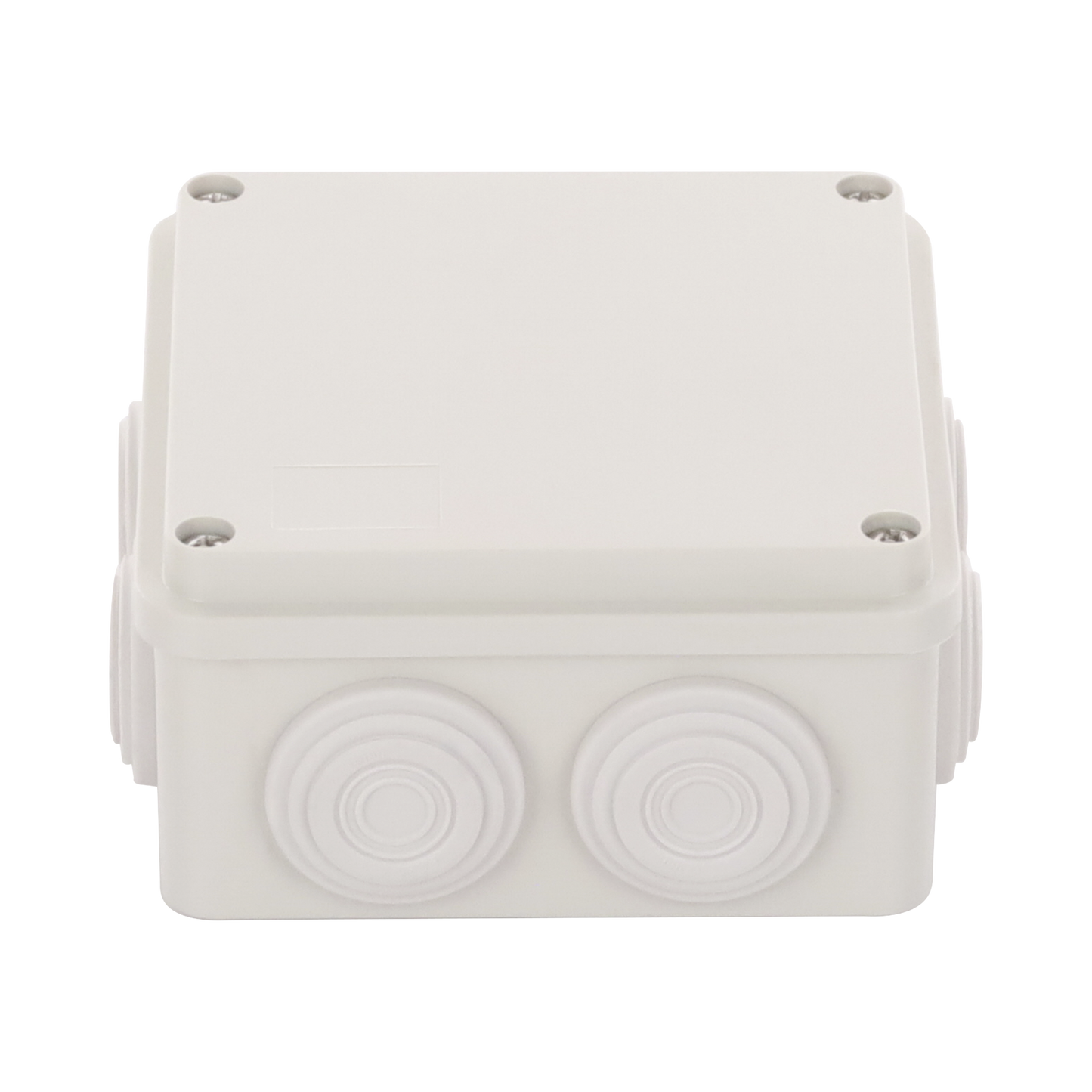 Caja Derivación-Conexión de Plástico (100 X 100 X 54 mm) con 6 Glándulas de Goma. Para Instalaciones Comerciales, Residenciales e Industriales. Incluye Tornillería para su Tapa.