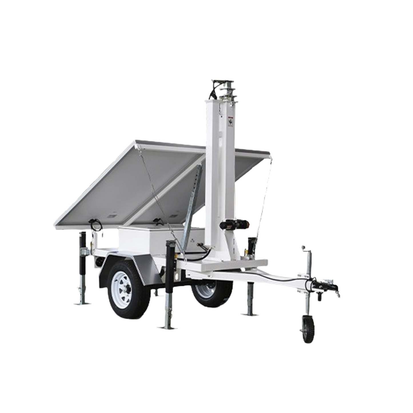 Traila con Mástil Retráctil de 7.5 m. para Videovigilancia o Iluminación, con capacidad para Instalar Módulos Solares y Baterías (No incluidos)