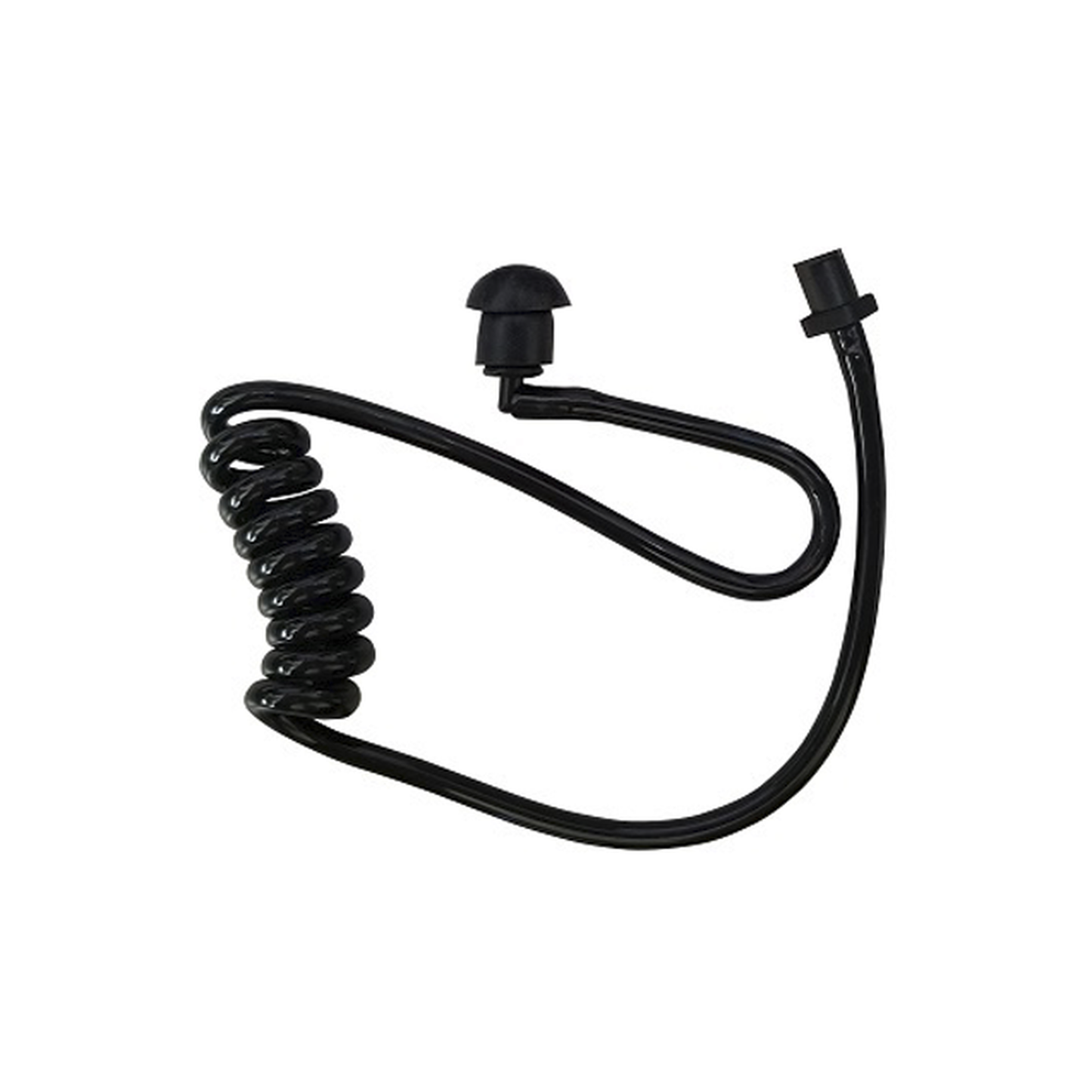 Tubo acústico con conector giratorio, codo y auricular en color negro p/microf.