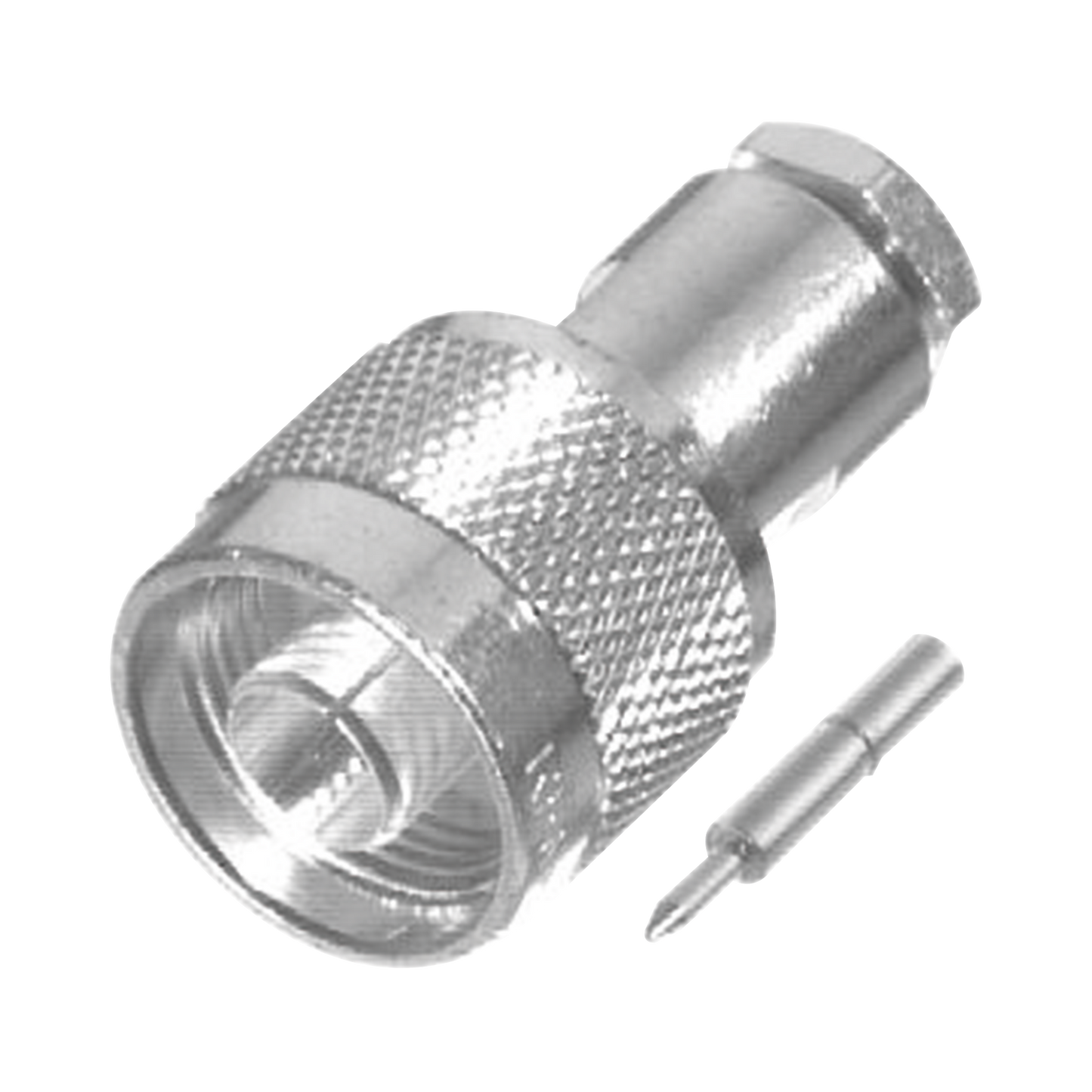 Conector N Macho de Rosca para LMR-200, Cables del Grupo C2, Plata/ Oro/ Teflón.