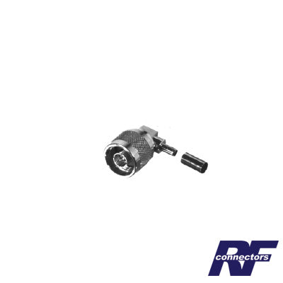 Conector N Macho en A/R de Anillo Plegable para Cables RG-58/U, RG-142/U, Niquel/ Oro/ Teflón.