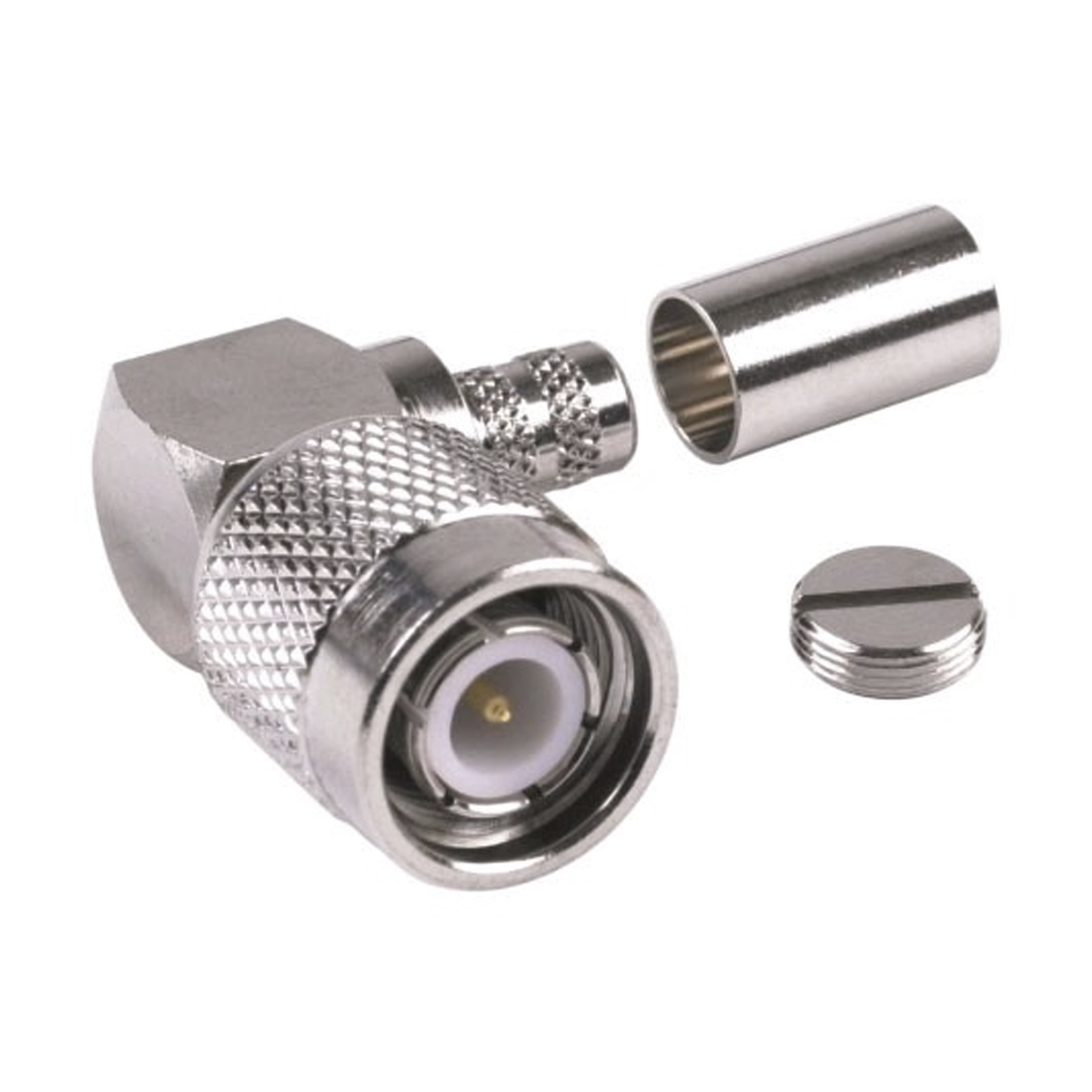 Conector TNC Macho en Ángulo Recto para Cable RG-8/X, LMR-240, Níquel/ Oro/ Teflón.?