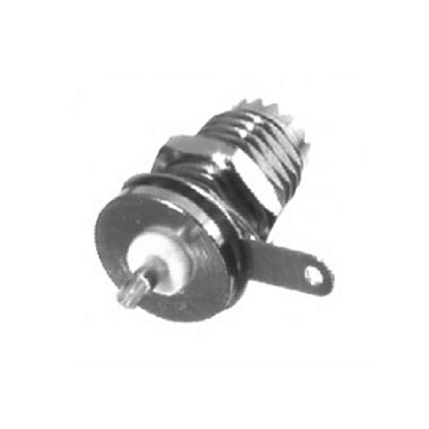 Conector Mini UHF Hembra para Chasis de Montaje Trasero en Tipo D-Plano, Níquel/ Plata/ Teflón