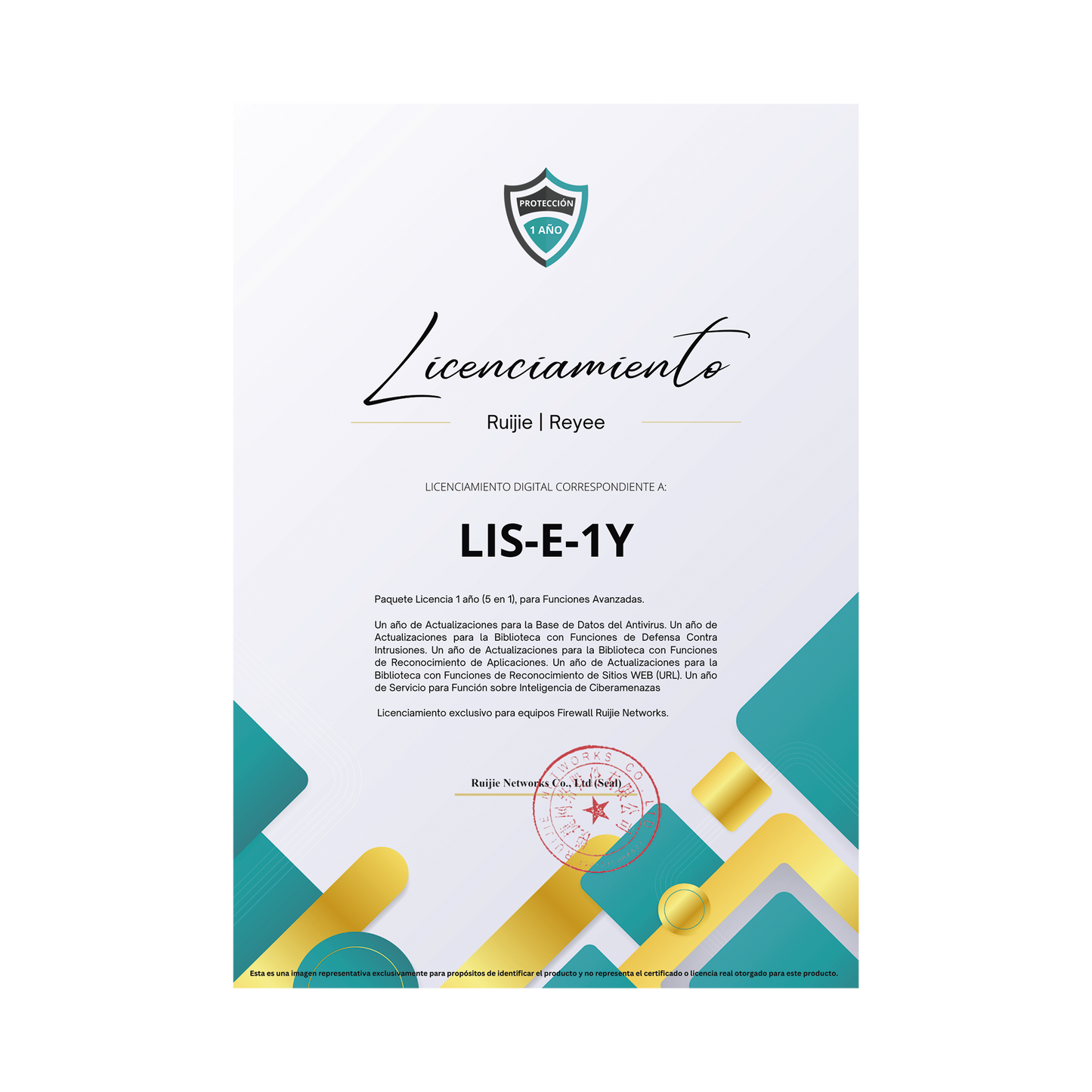 Paquete Licencia 1 año (5 en 1), para Funciones Avanzadas Firewall modelo RG-WALL1600-Z3200-S