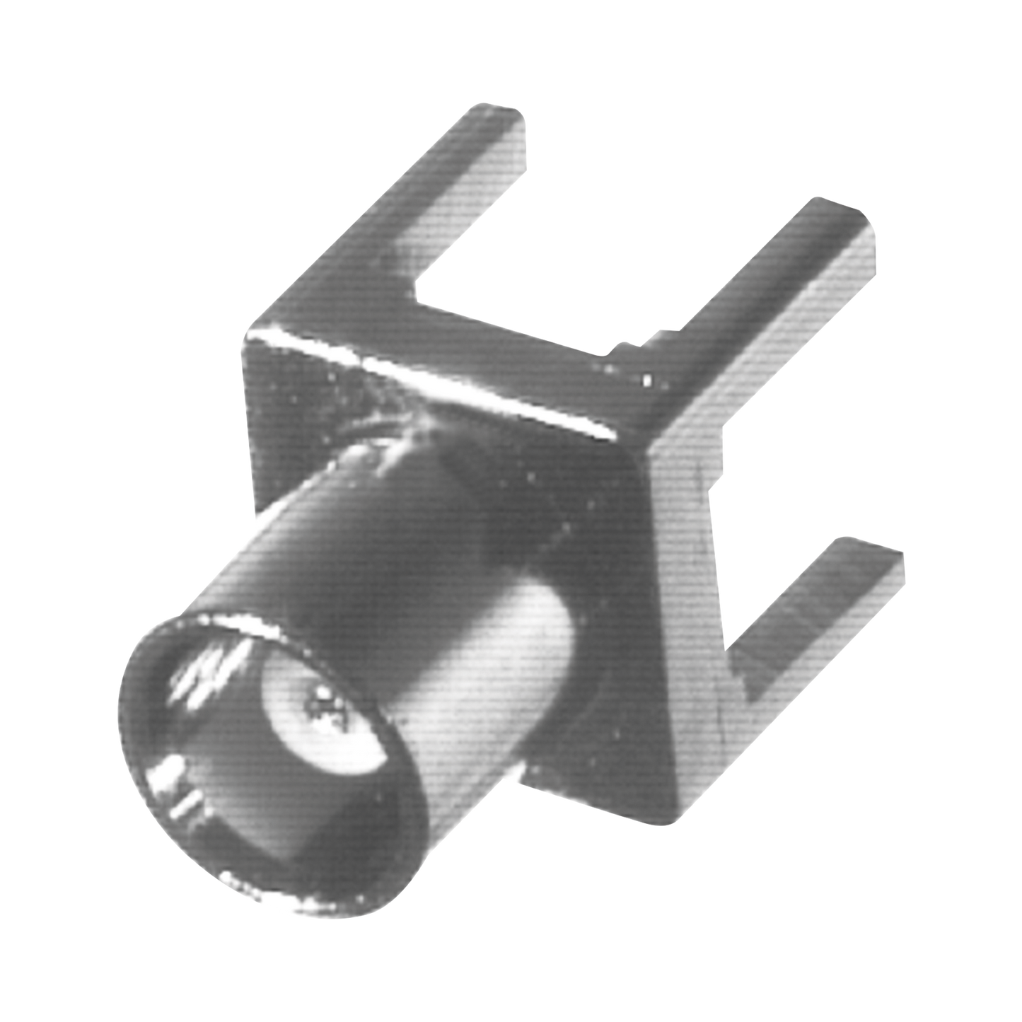 Conector MCX Hembra de Montaje Vertical para PCB, con Terminal y 4 Patas, Níquel/ Oro/ Teflón.