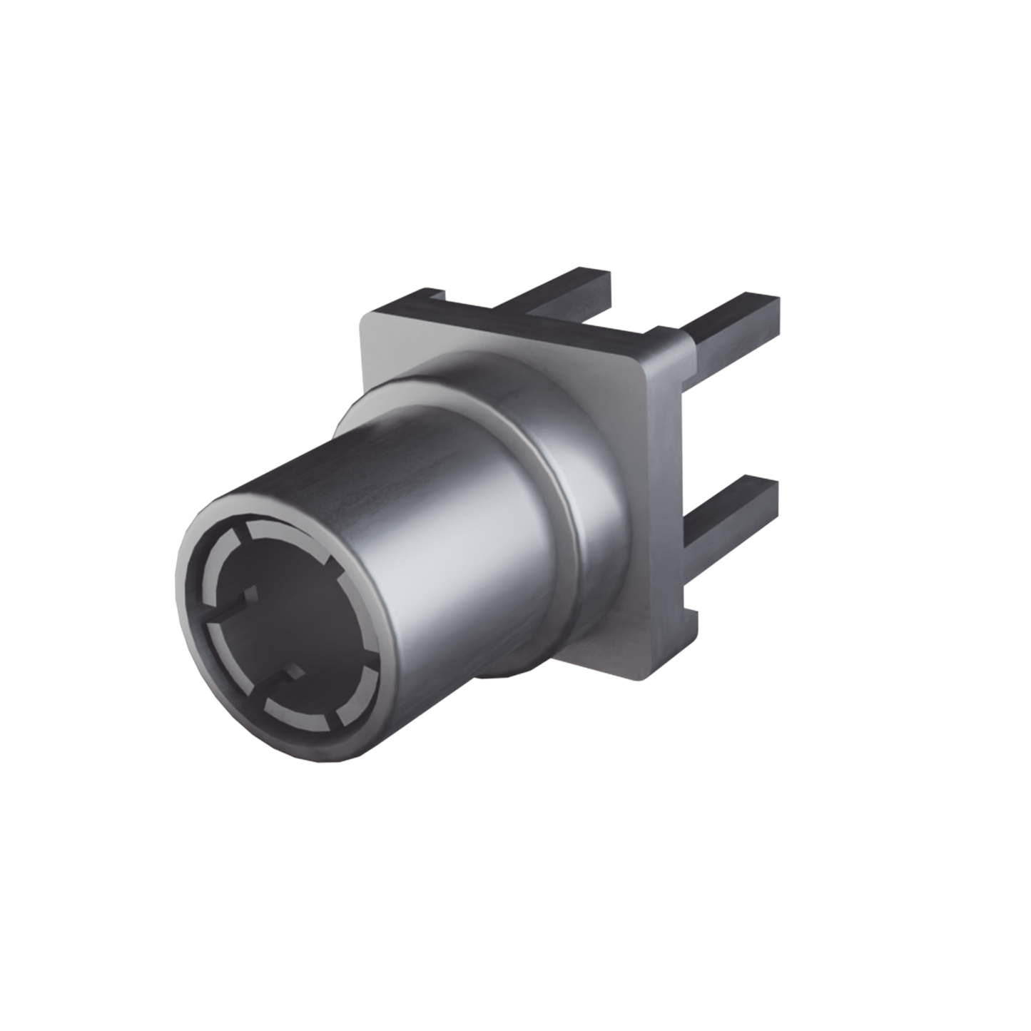 Conector Mini SMB Macho (PIN Hembra) Montaje Vertical para PCB, 75 Ohm, Oro/ Oro/ Teflón.