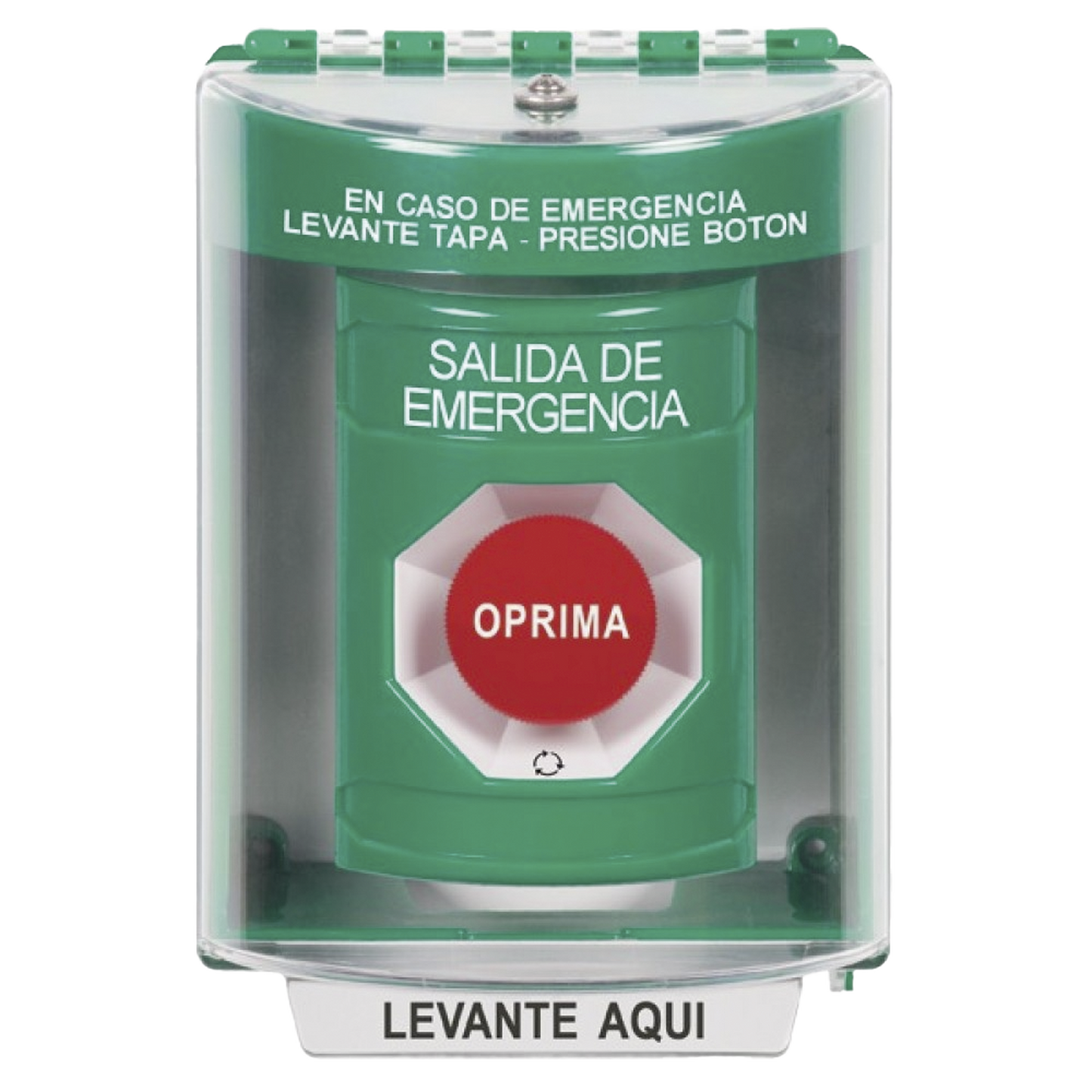 Botón Multipropósito, Salida De Emergencia, Girar Para Reset, Español, Cubierta De Policarbonato, 2 Relevadores NO/NC, Interior/Exterior